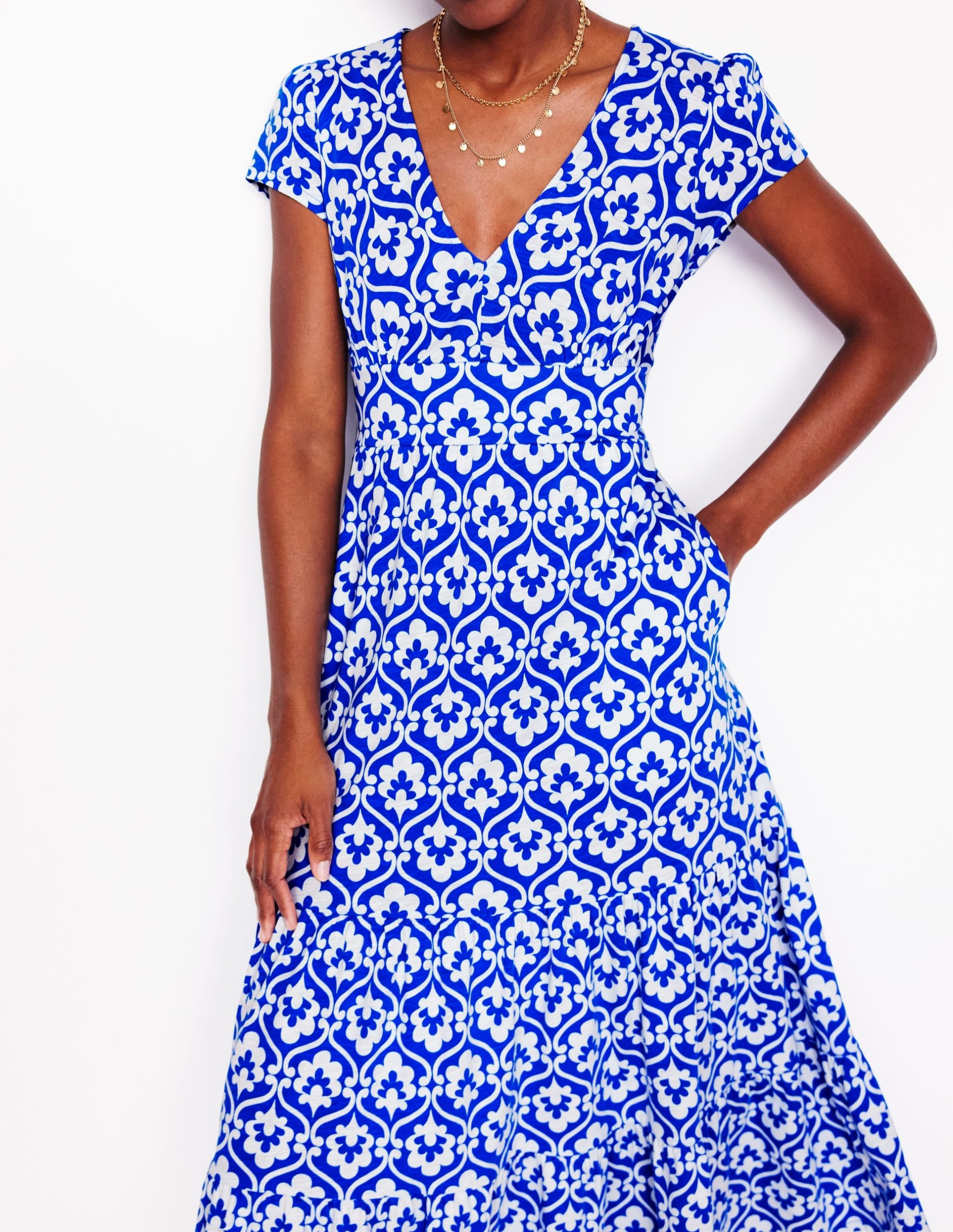 Eloise Tiered Jersey Dress-Gallery Blue. Ivy Trellis - Image 3