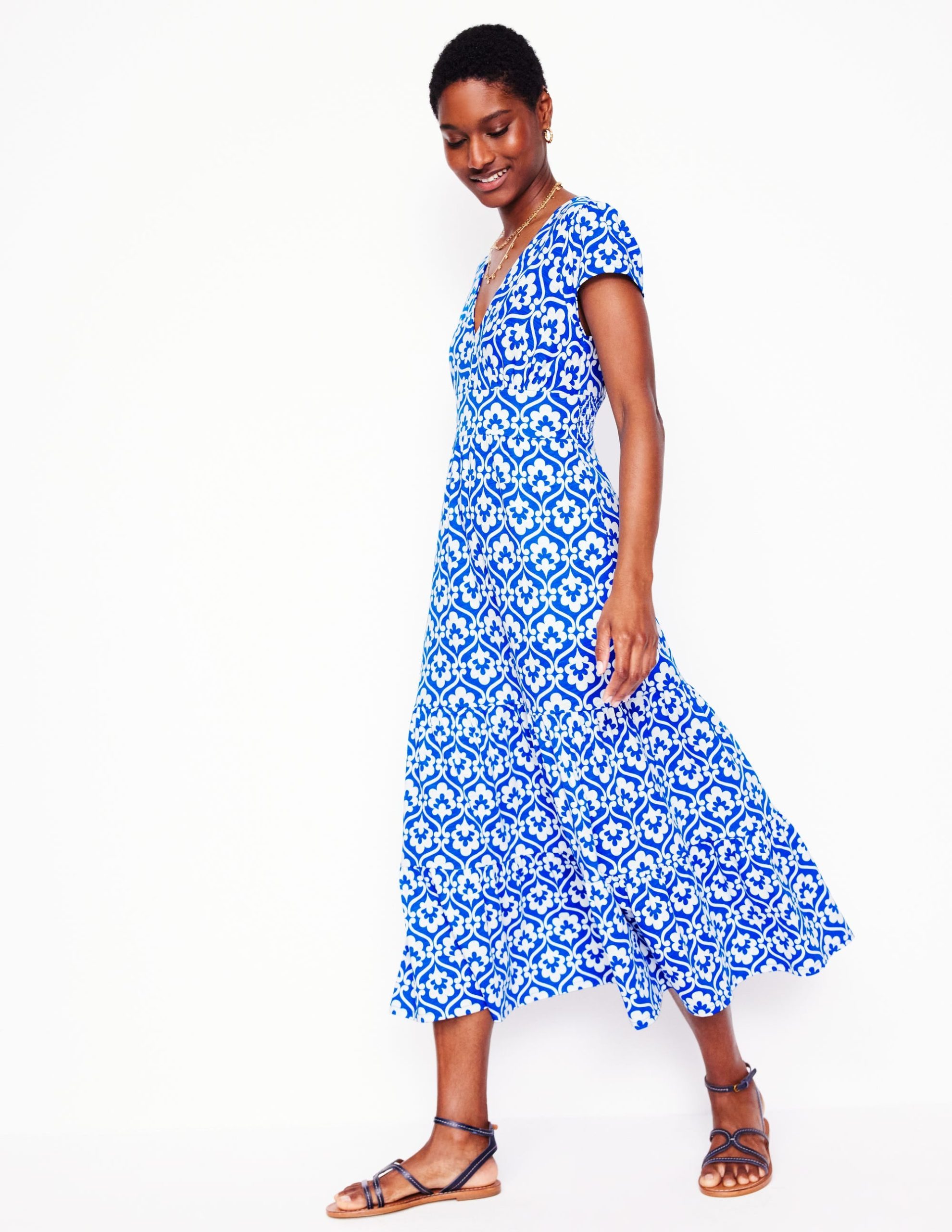 Eloise Tiered Jersey Dress-Gallery Blue. Ivy Trellis - Image 2