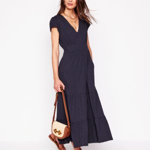 Eloise Tiered Jersey Dress-Navy