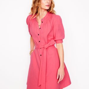 Ada Double Cloth Short Dress-Azalea Pink