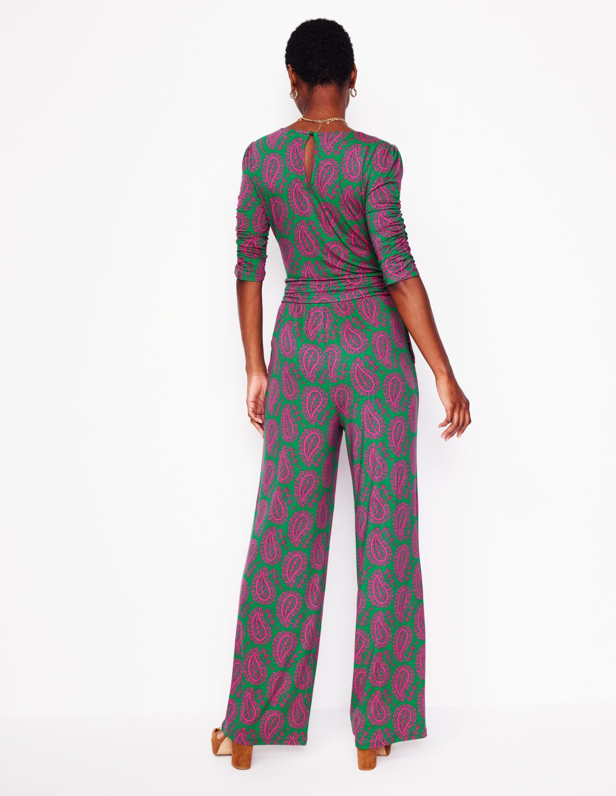 Ruched Waist Jumpsuit-Green. Paisley Heart - Image 2