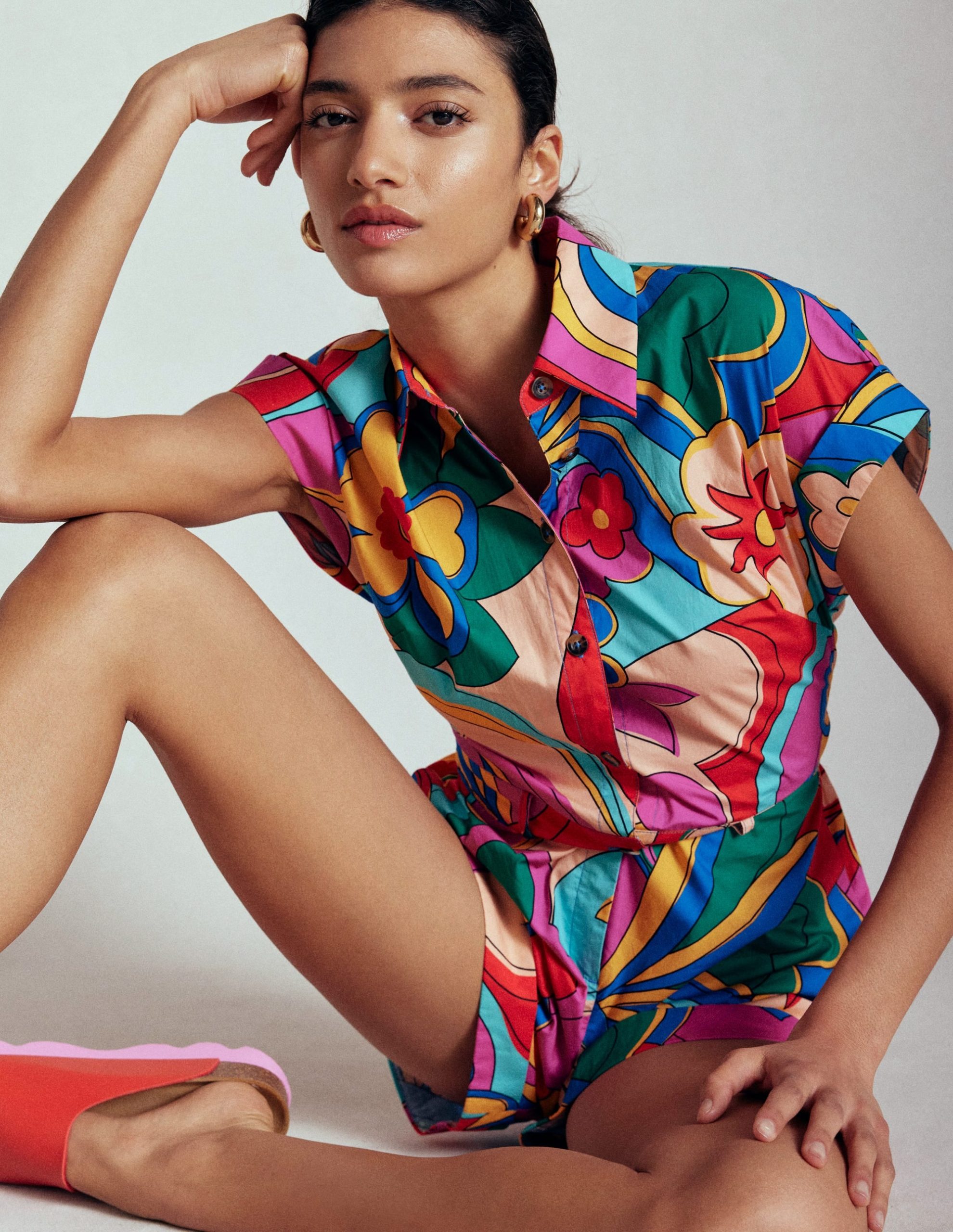 Casual Cotton Playsuit-Multi. Blossomy Pop - Image 6