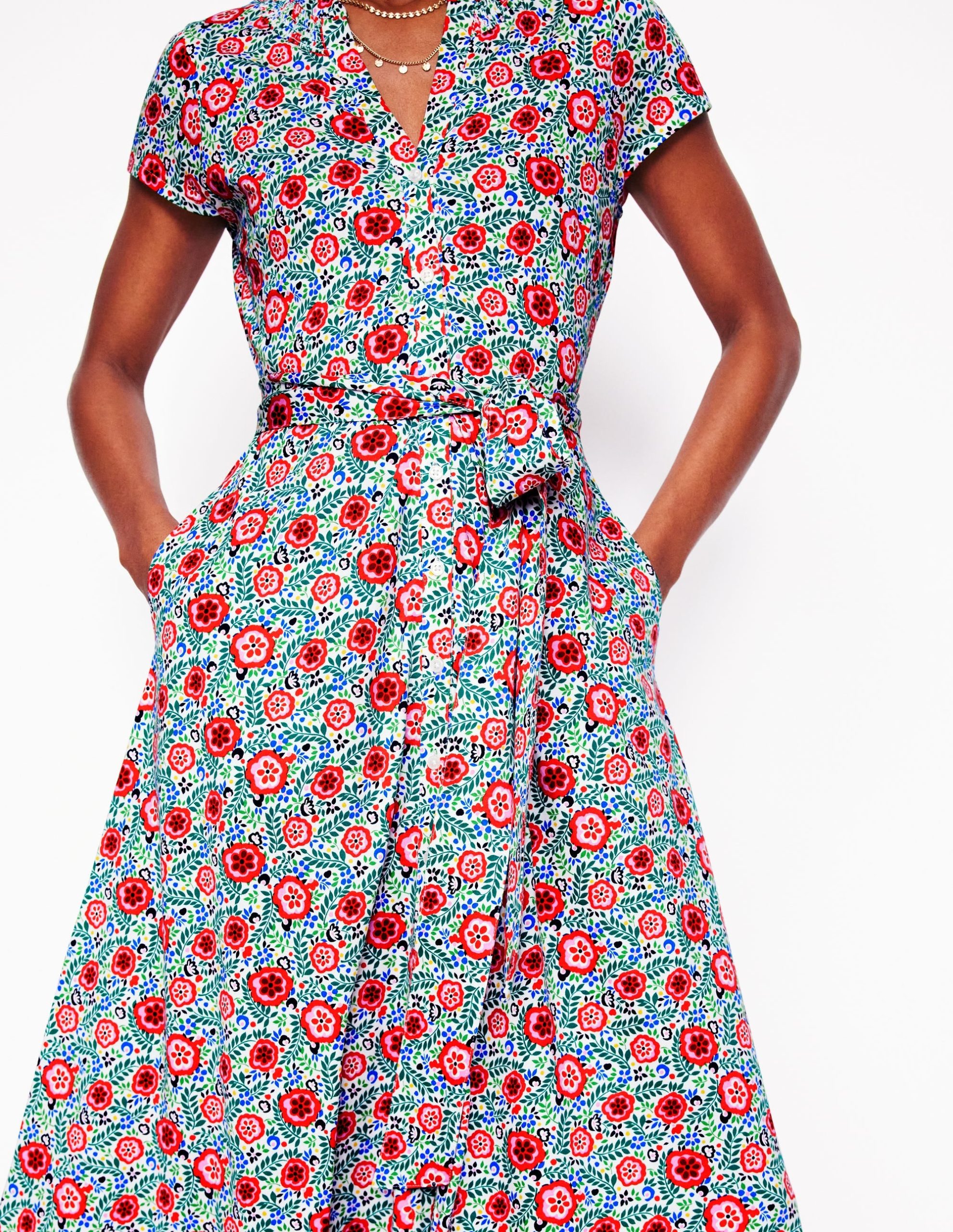 Sara Jersey Shirt Dress-Multi. Foliage Scatter - Image 3