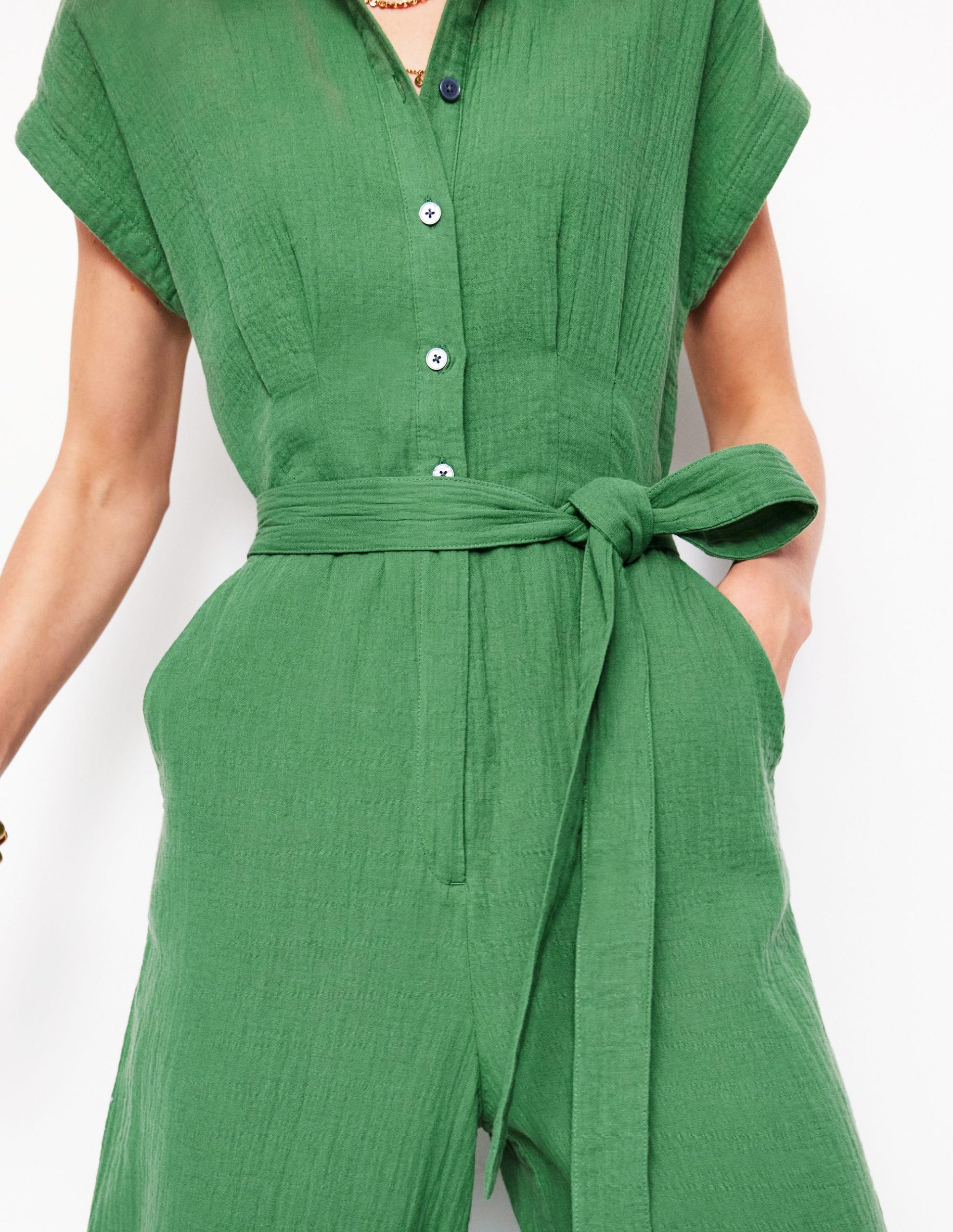 Colette Double Cloth Jumpsuit-Paradise Green - Image 2