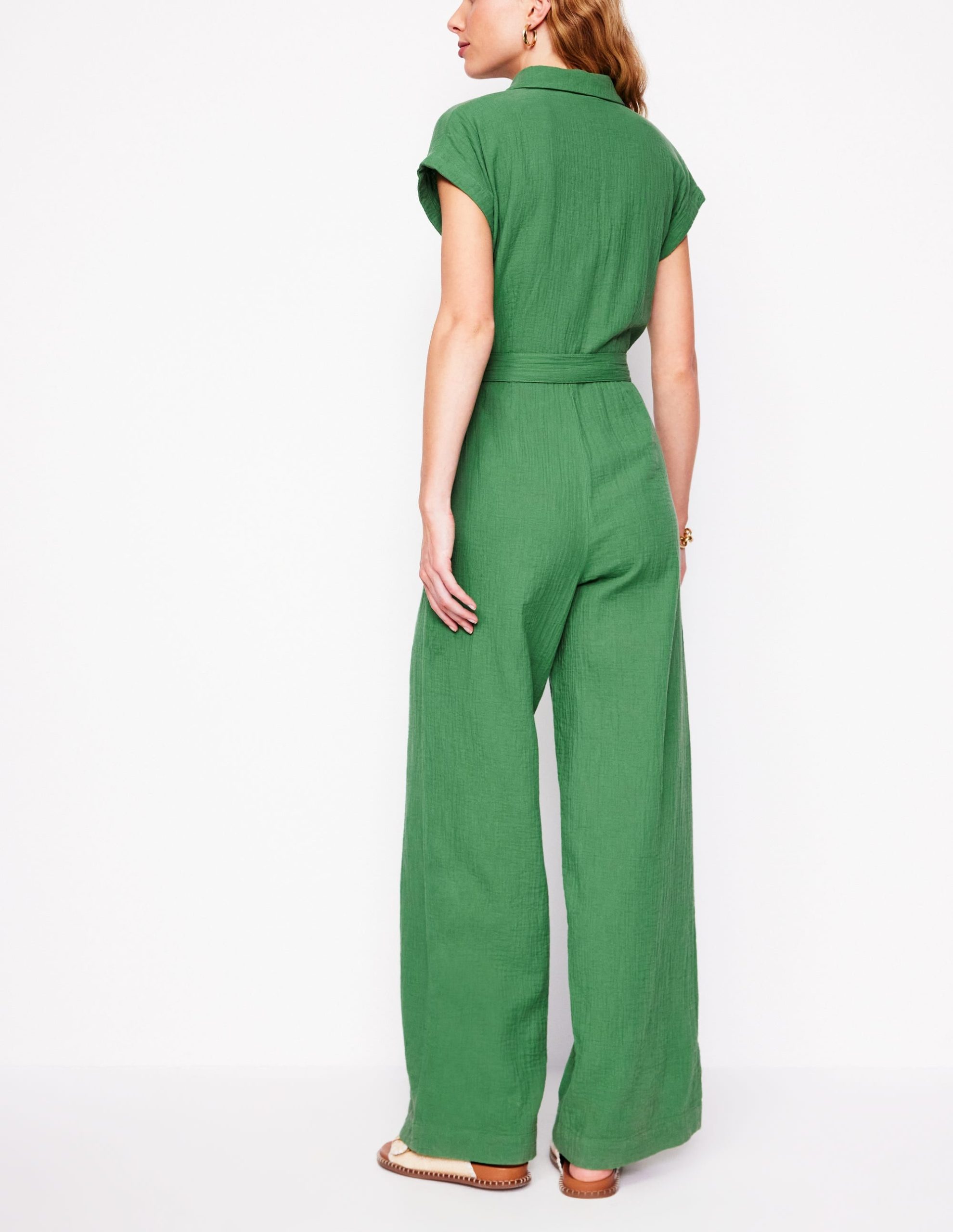 Colette Double Cloth Jumpsuit-Paradise Green - Image 3