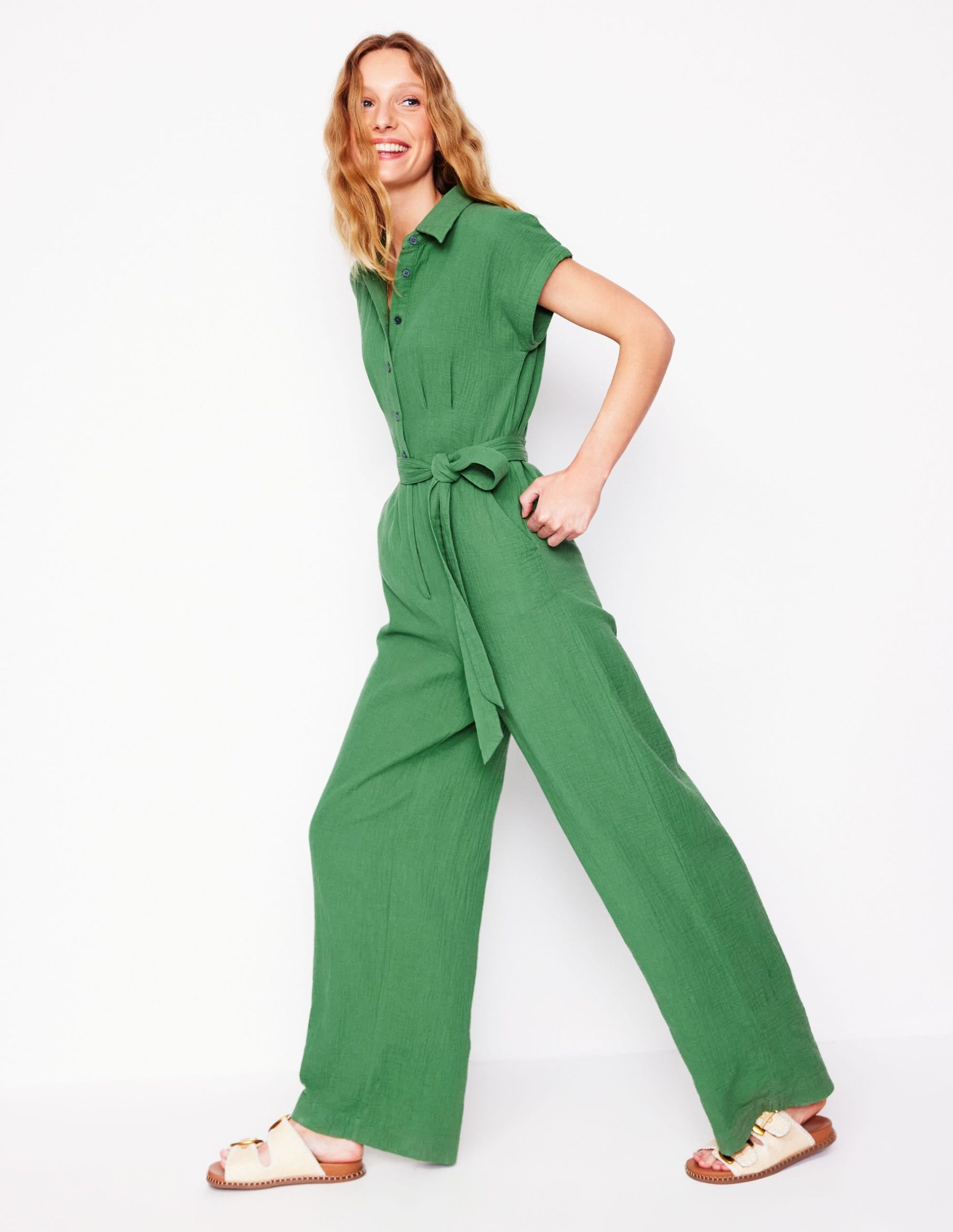 Colette Double Cloth Jumpsuit-Paradise Green - Image 4