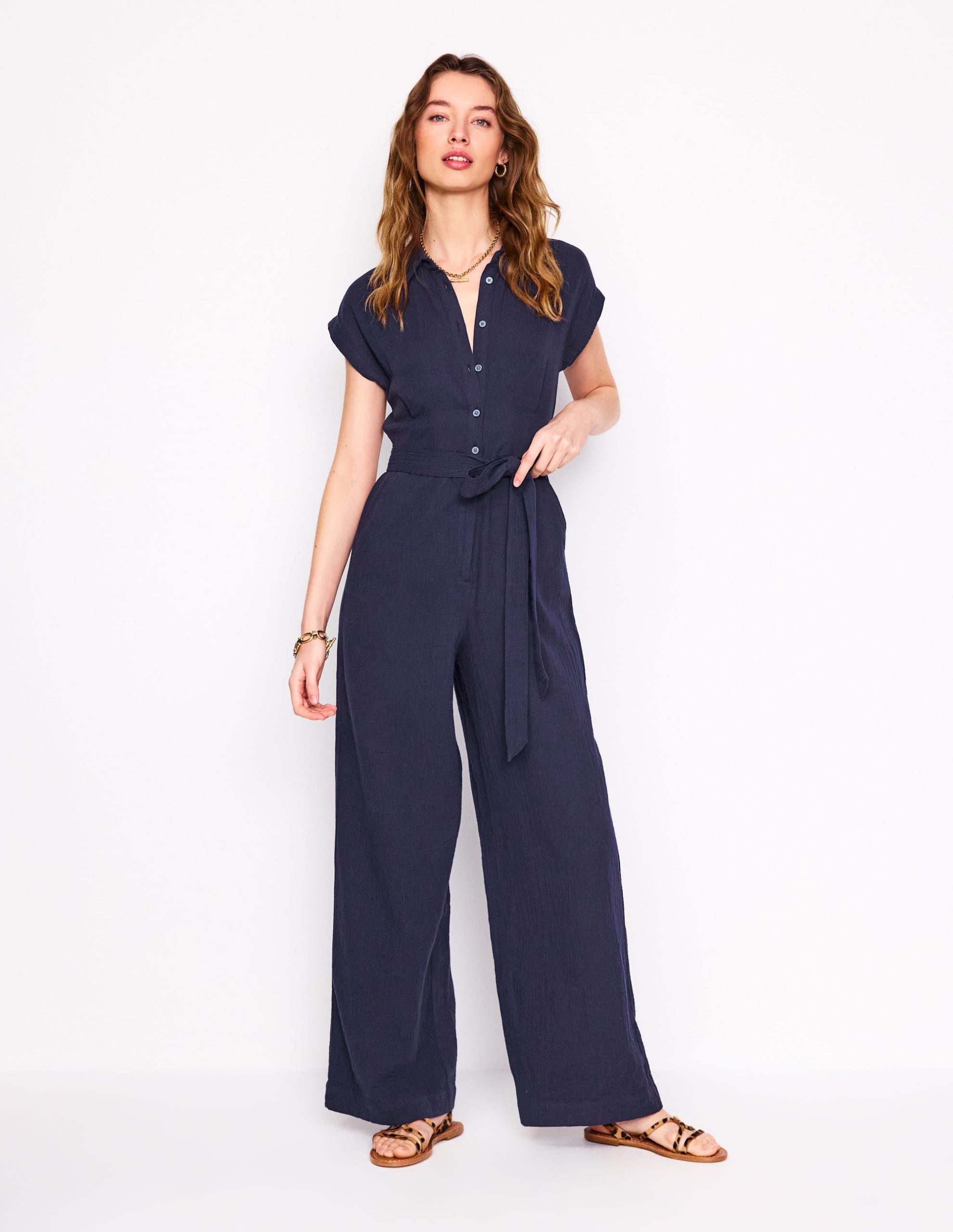 Colette Double Cloth Jumpsuit-Navy - Image 4