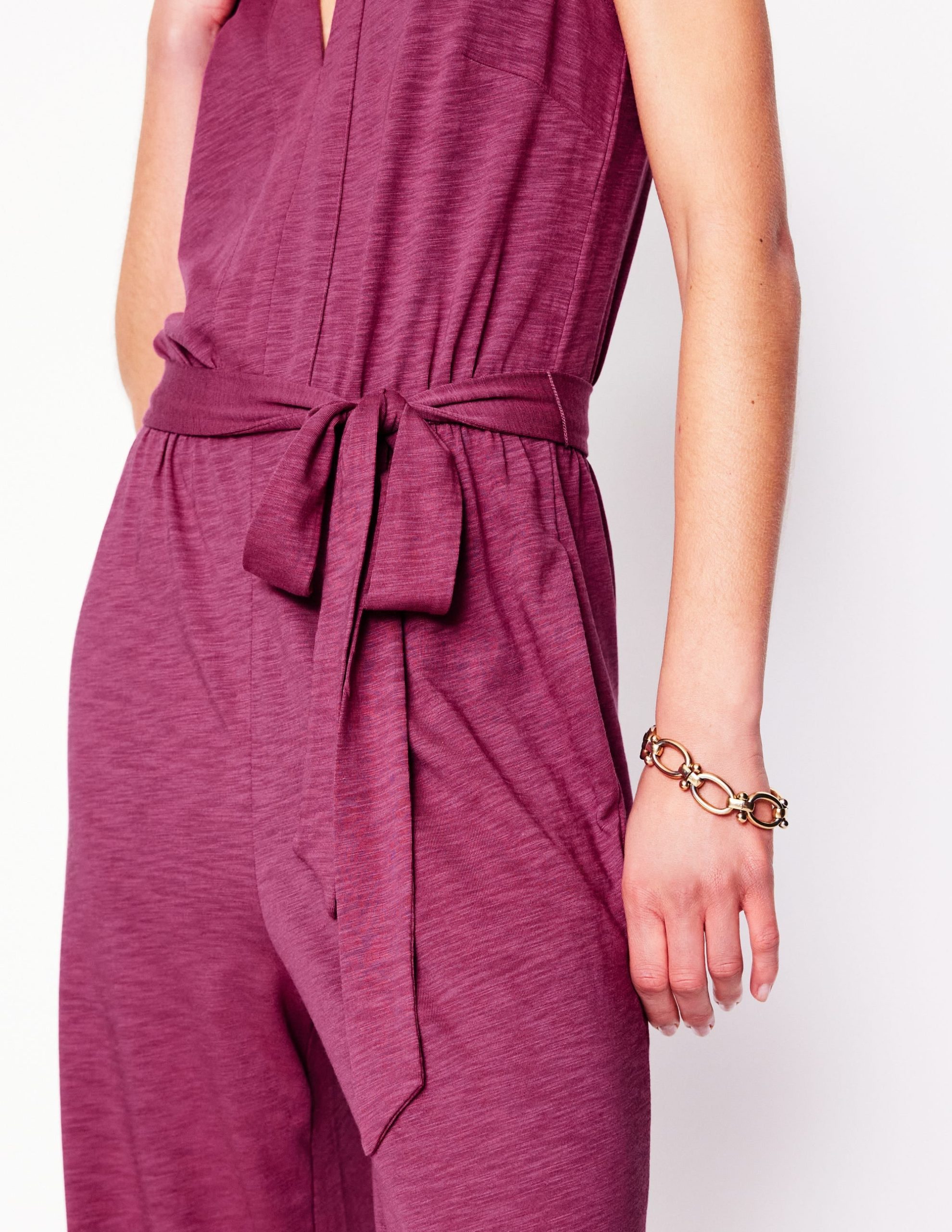 Naomi Notch Jersey Jumpsuit-Plum Purple - Image 2