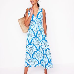 Paloma Jersey Maxi Dress-Cerulean Blue. Blossomy