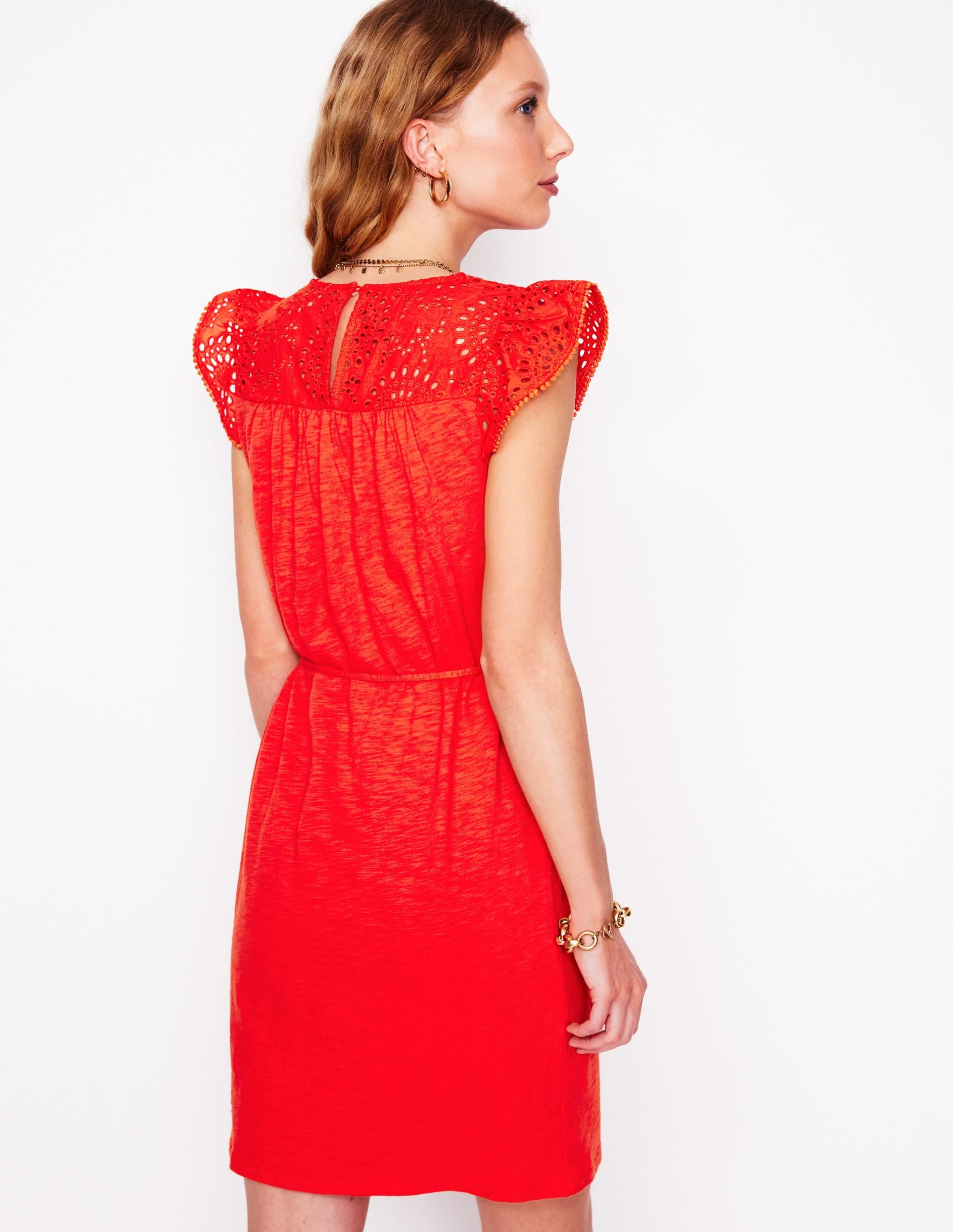 Juliet Broderie Short Dress-FireCracker Red - Image 3