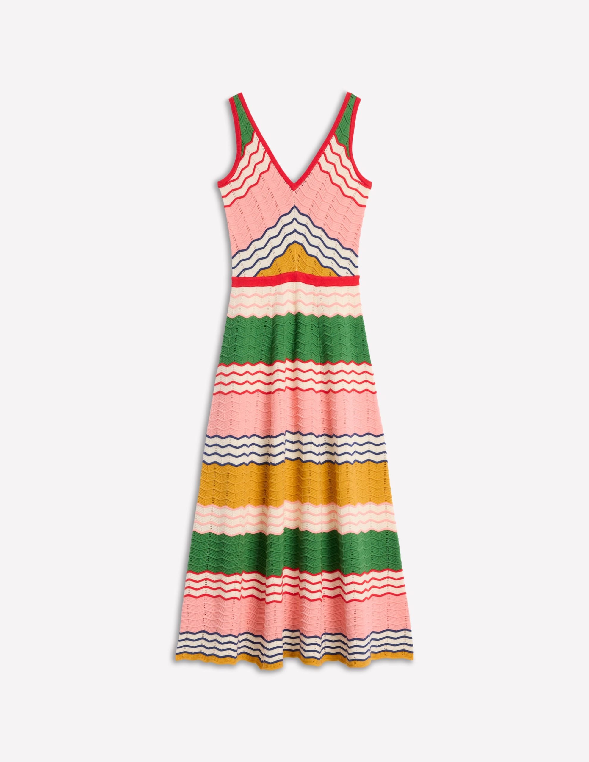 V-Neck Maxi Knitted Dress-Multi Stripe - Image 5