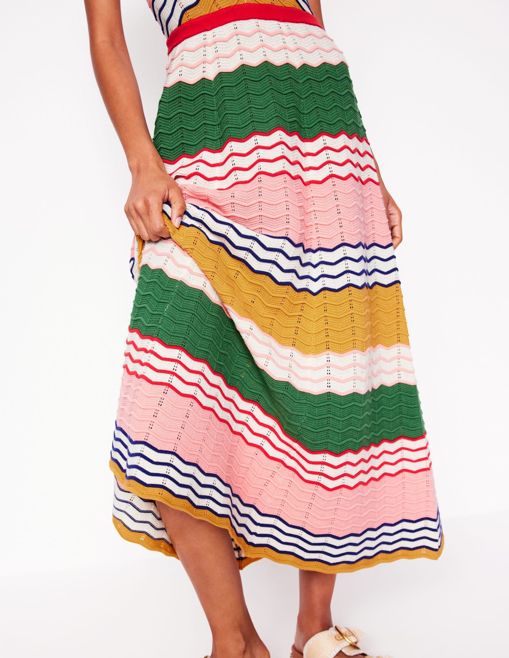V-Neck Maxi Knitted Dress-Multi Stripe - Image 2