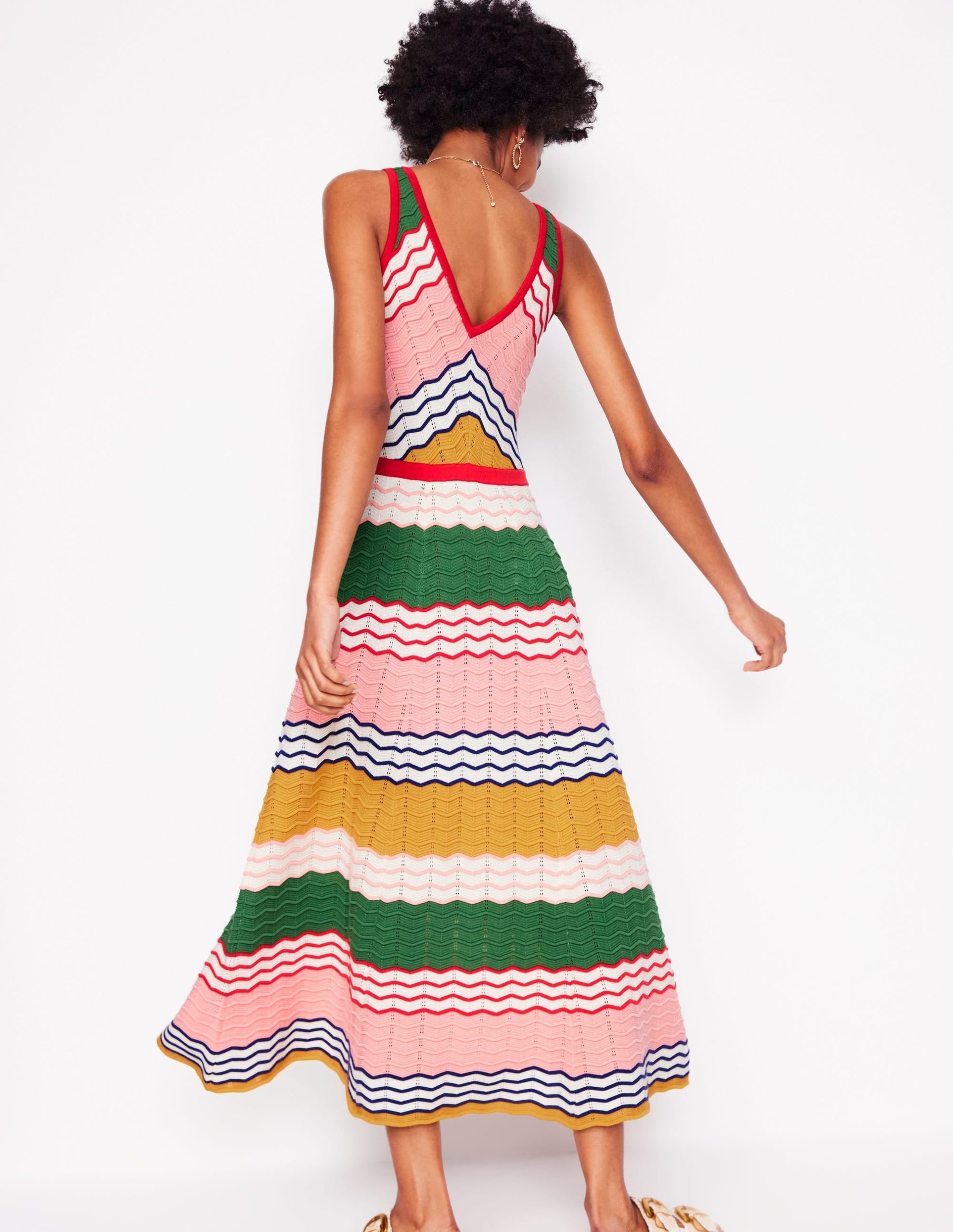 V-Neck Maxi Knitted Dress-Multi Stripe - Image 3