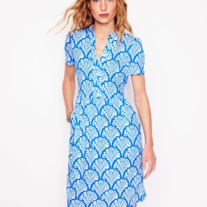 Naomi Short Sleeve Dress-Cerulean Blue. Blossomy