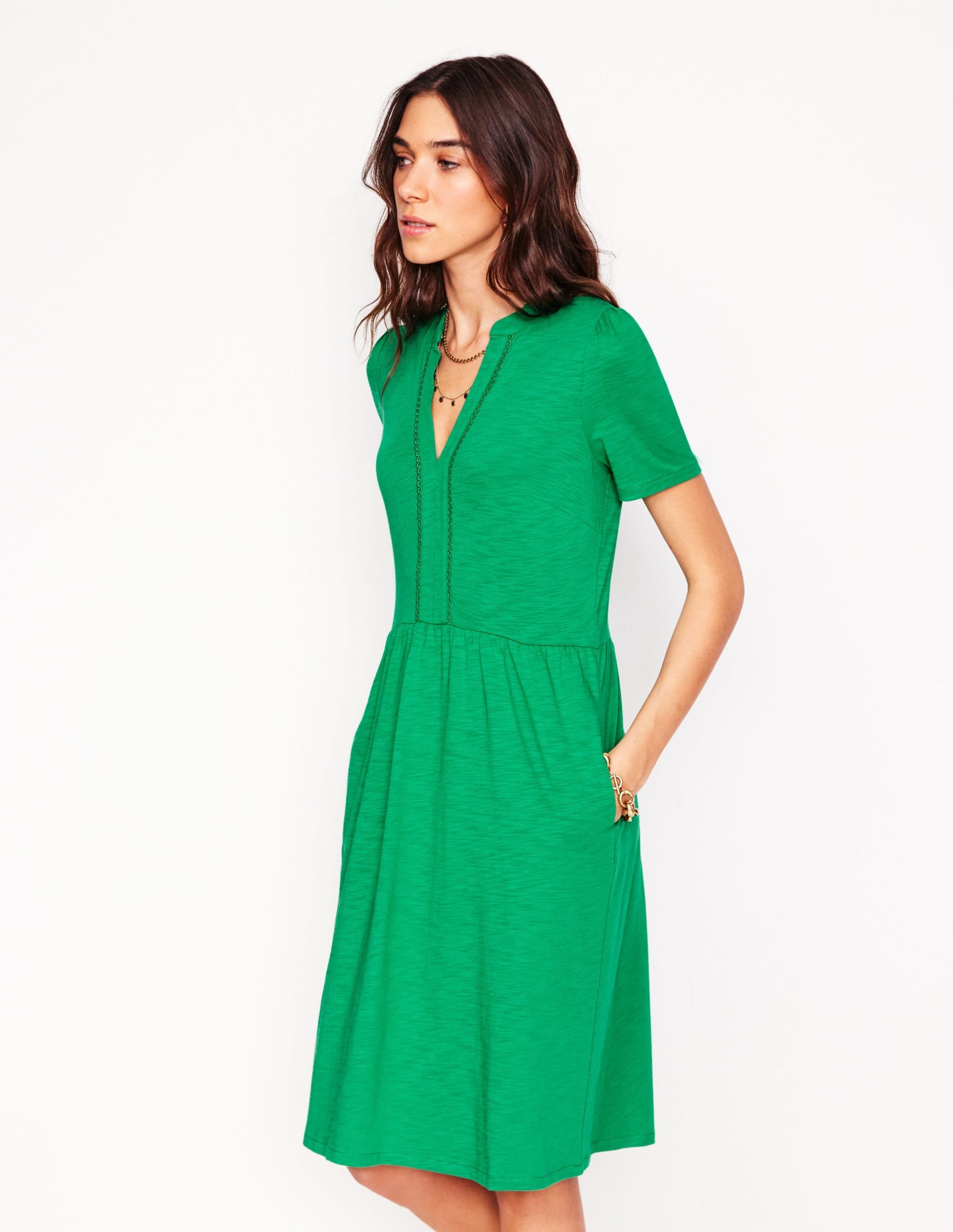 Naomi Short Sleeve Dress-Rich Emerald - Image 4
