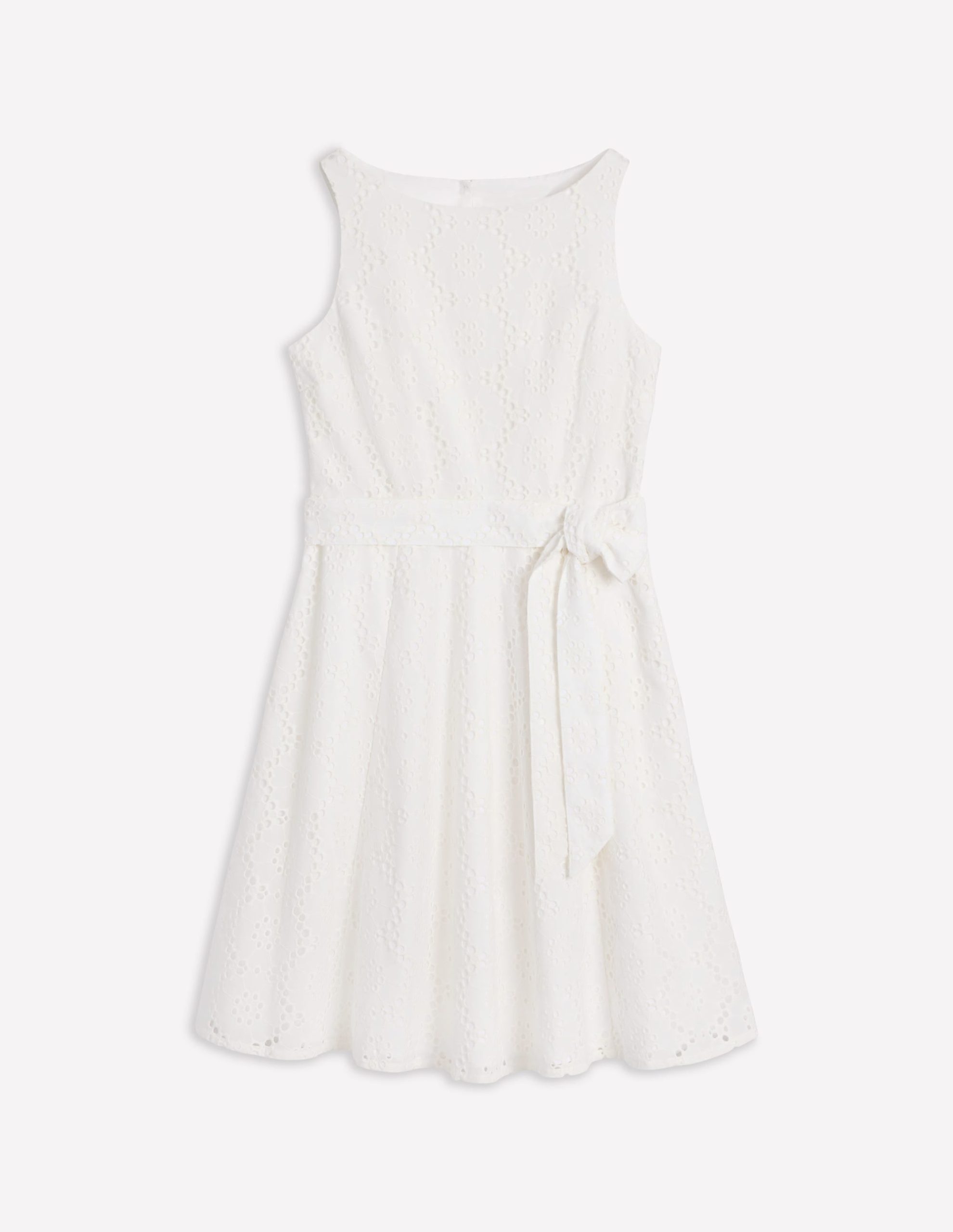 Anya Sleeveless Broderie Dress-White - Image 5