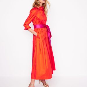 Maxi Pleated Bow Dress-Firecracker Red