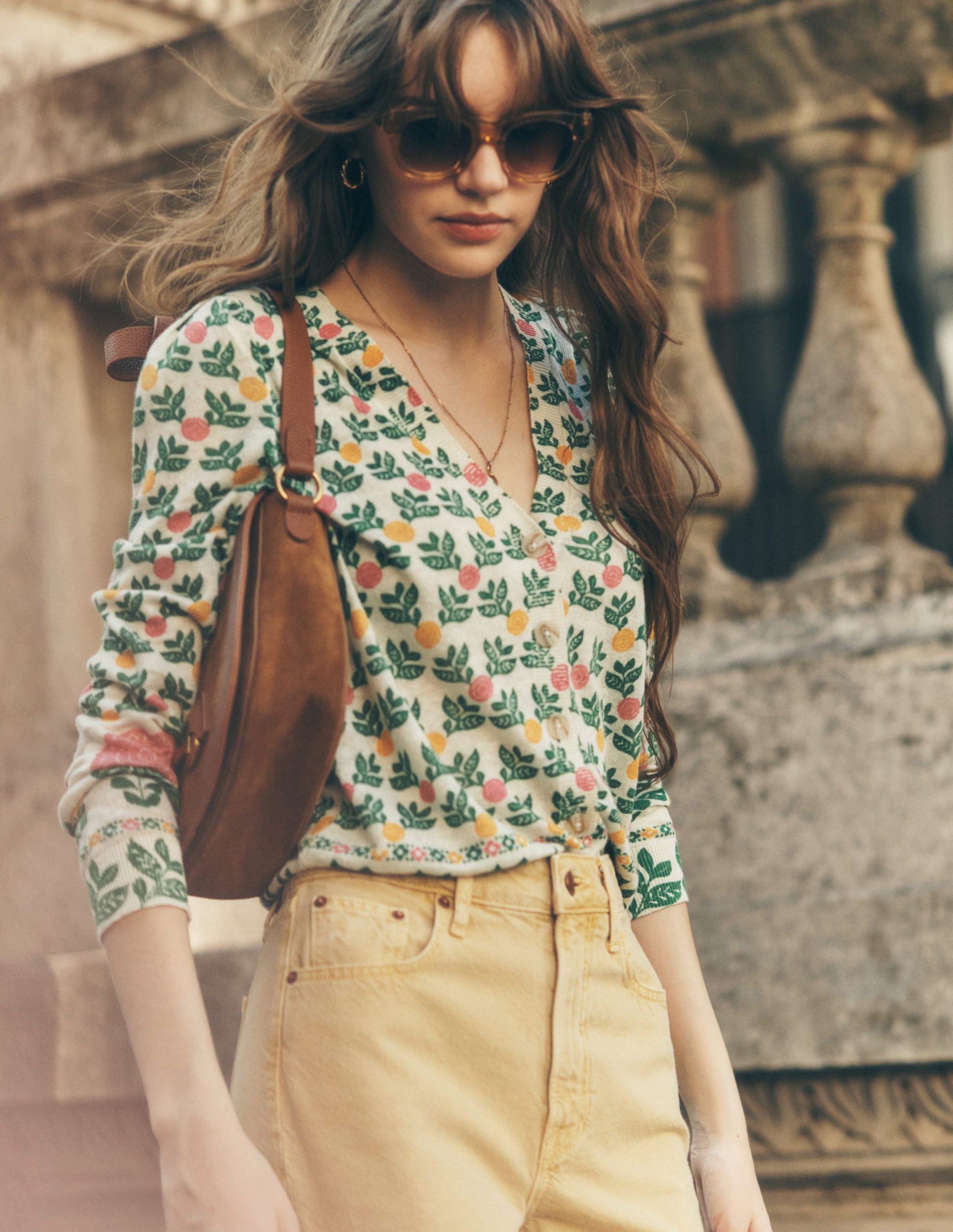 Liv V-Neck Linen Cardigan-Warm Ivory. Dahlia Garden - Image 5