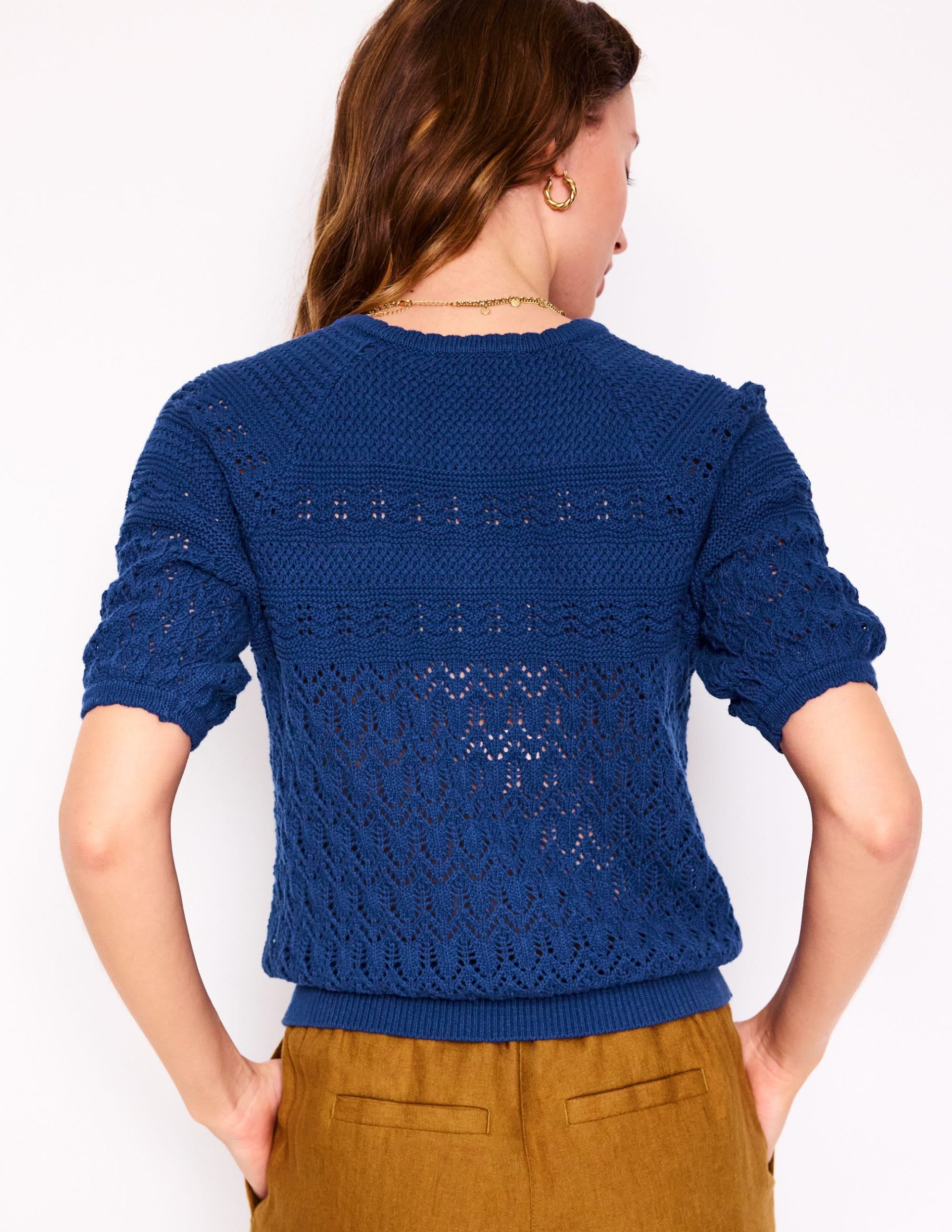 Elodie Stitch Crew Cardigan-Starboard Blue - Image 3