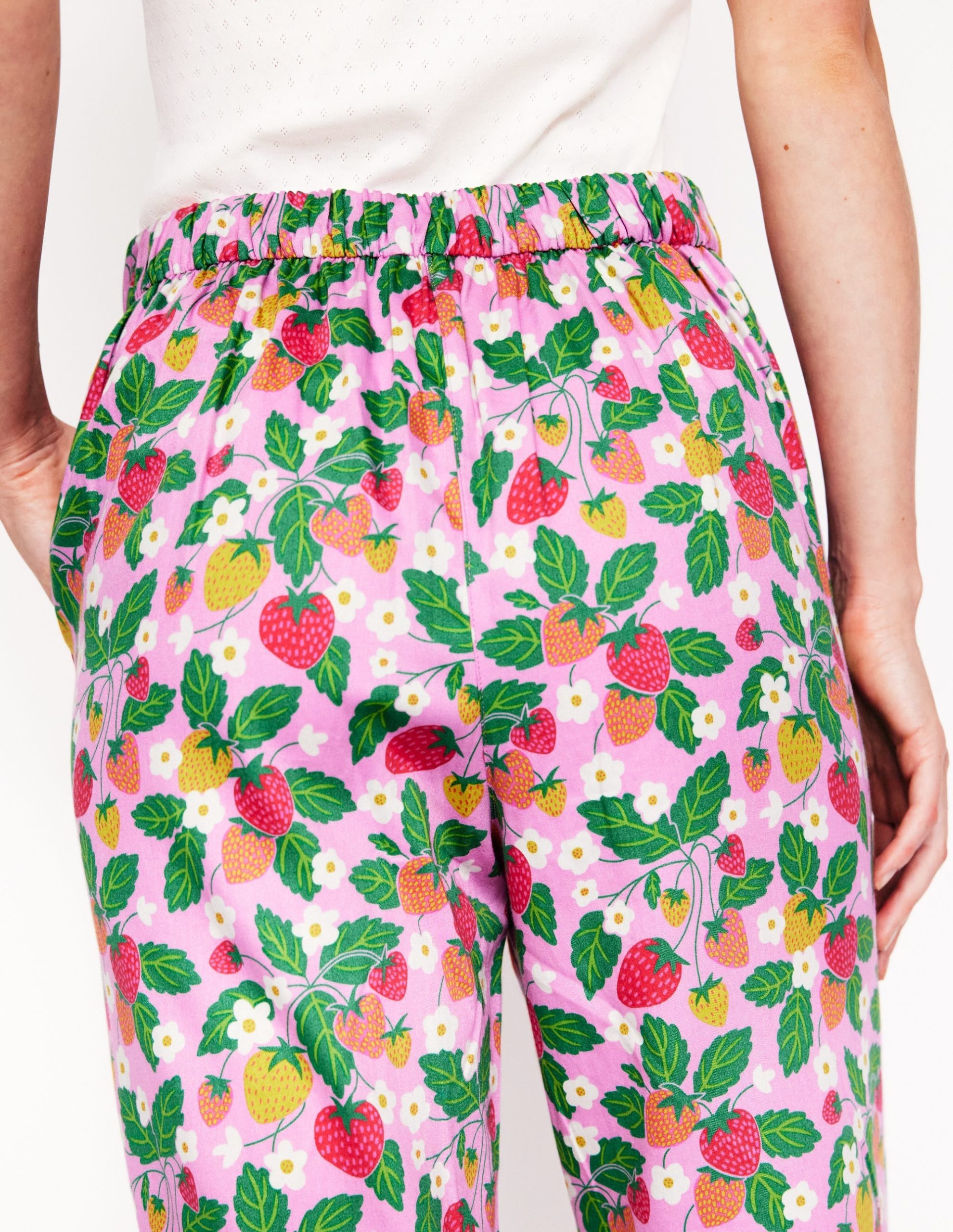 Cotton Sateen Pajama Trousers-MeadowsweetPink Fruit Paradise - Image 3