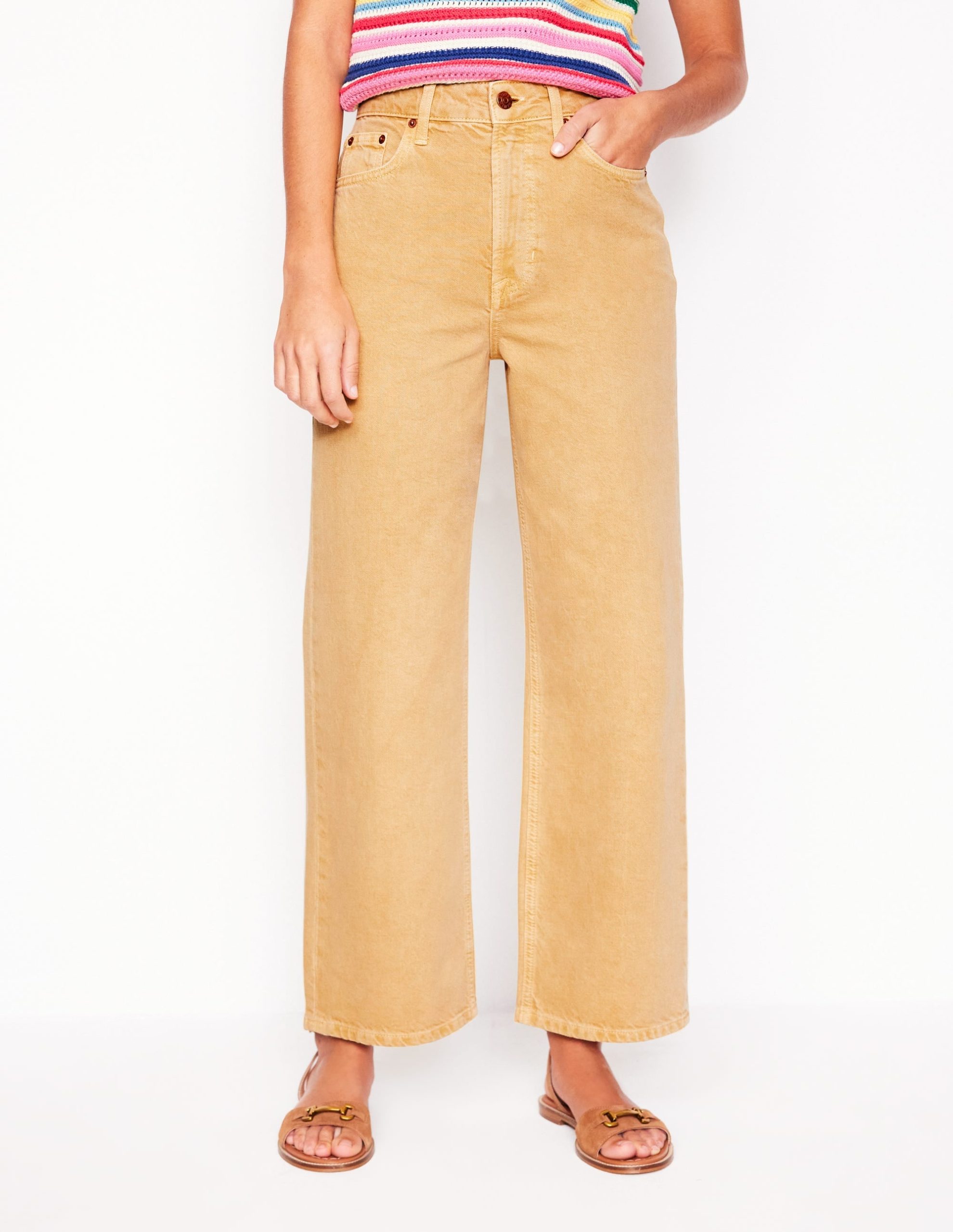 High Rise Straight Crop Jeans-Buttermilk Yellow - Image 5