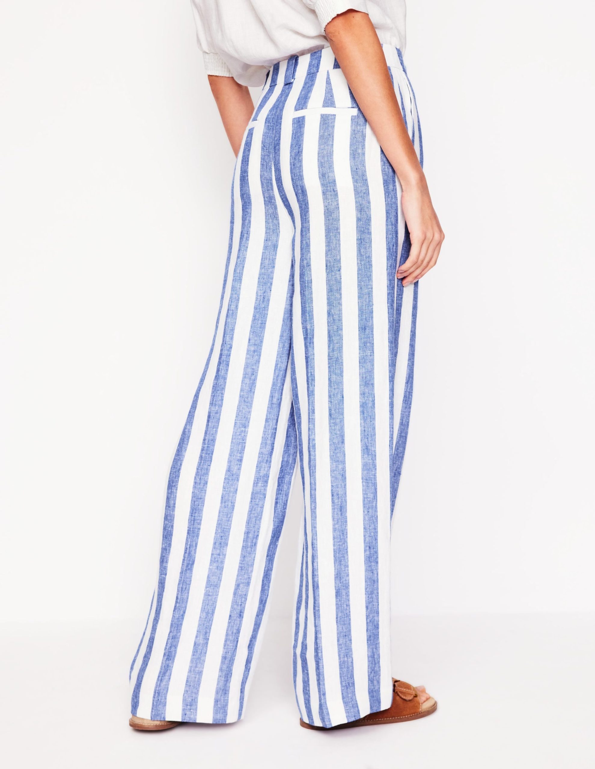 Westbourne Linen Pants-Bright Blue Stripe - Image 3