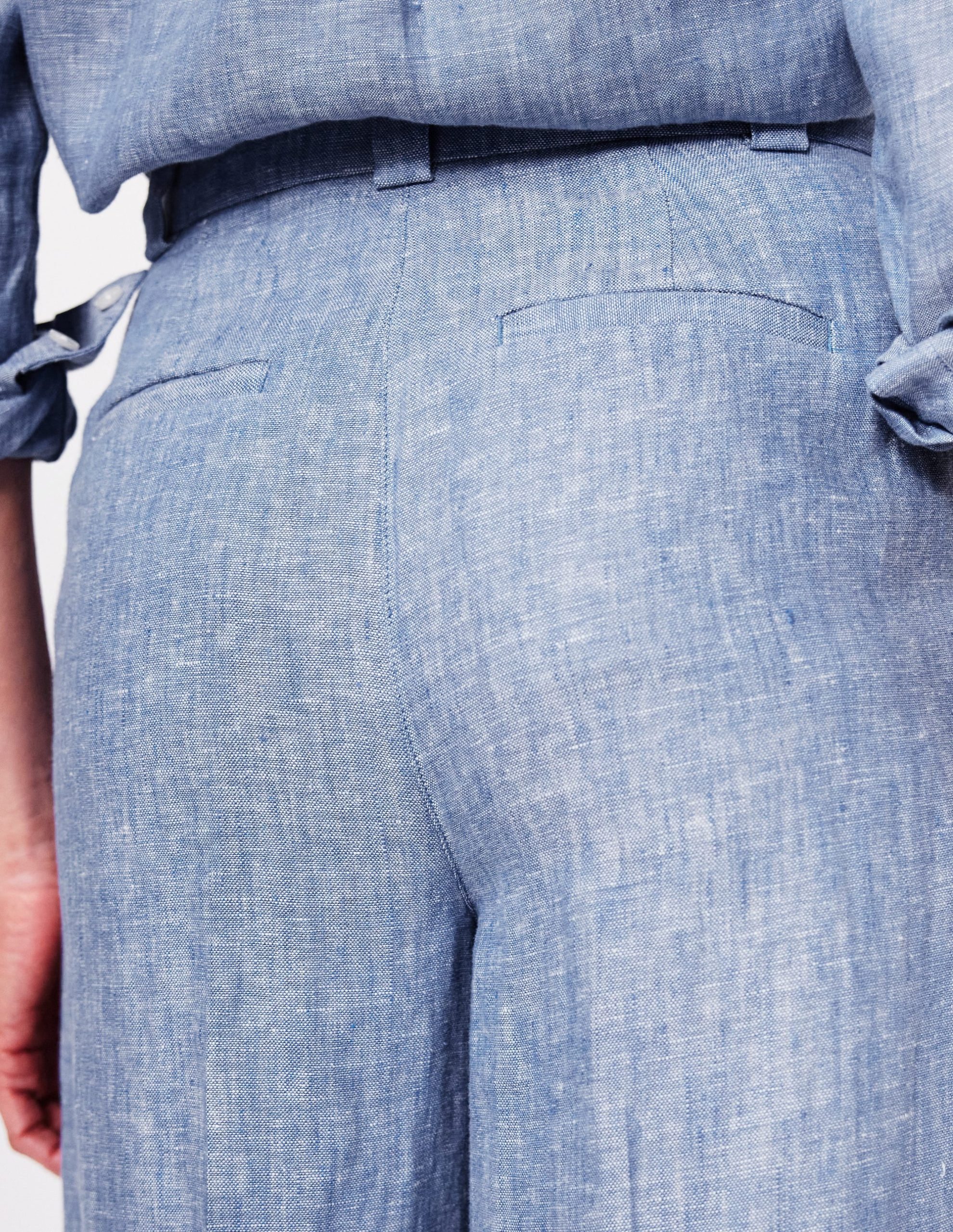 Westbourne Linen Pants-Grey Blue Chambray - Image 3