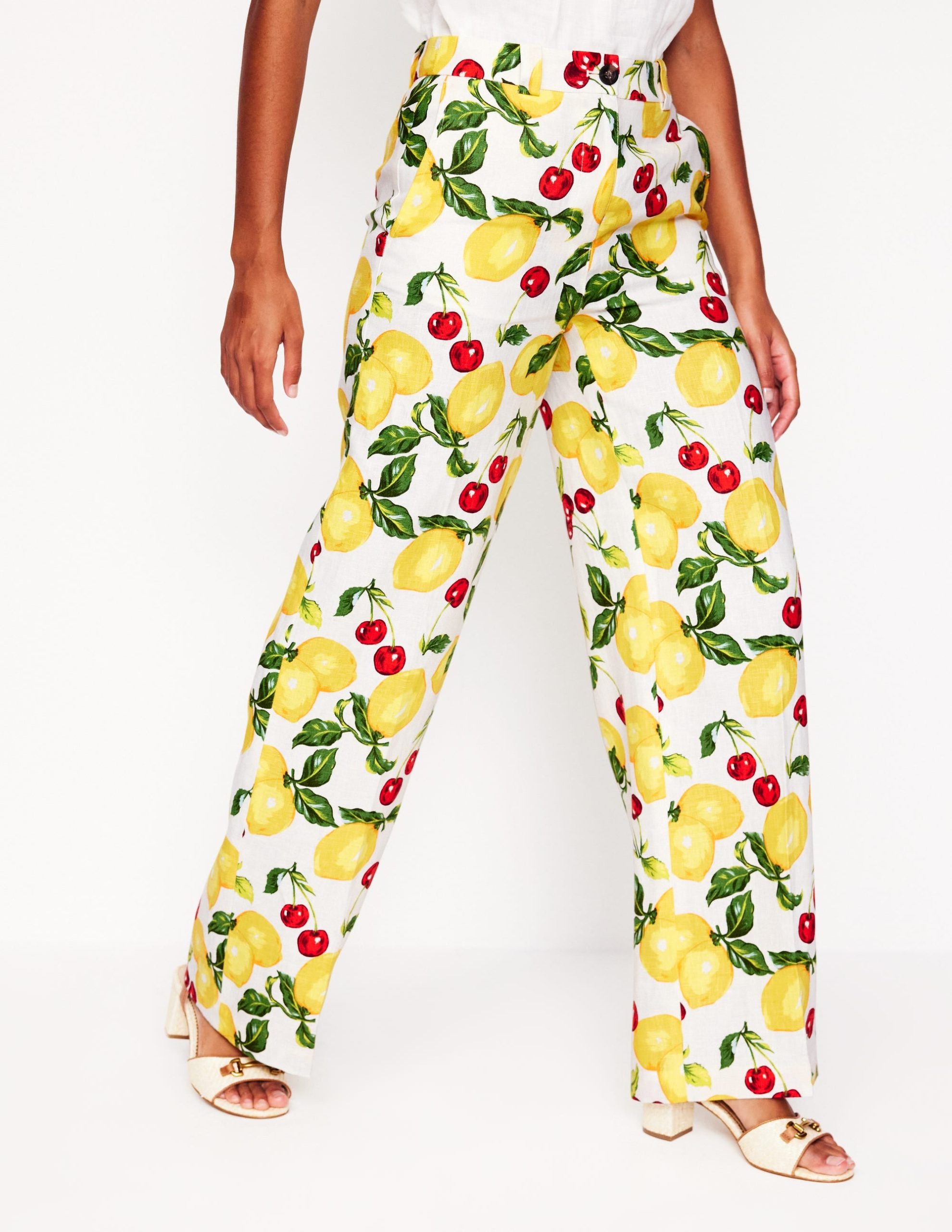 Westbourne Linen Pants-Ivory. Cherries and Lemons - Image 4