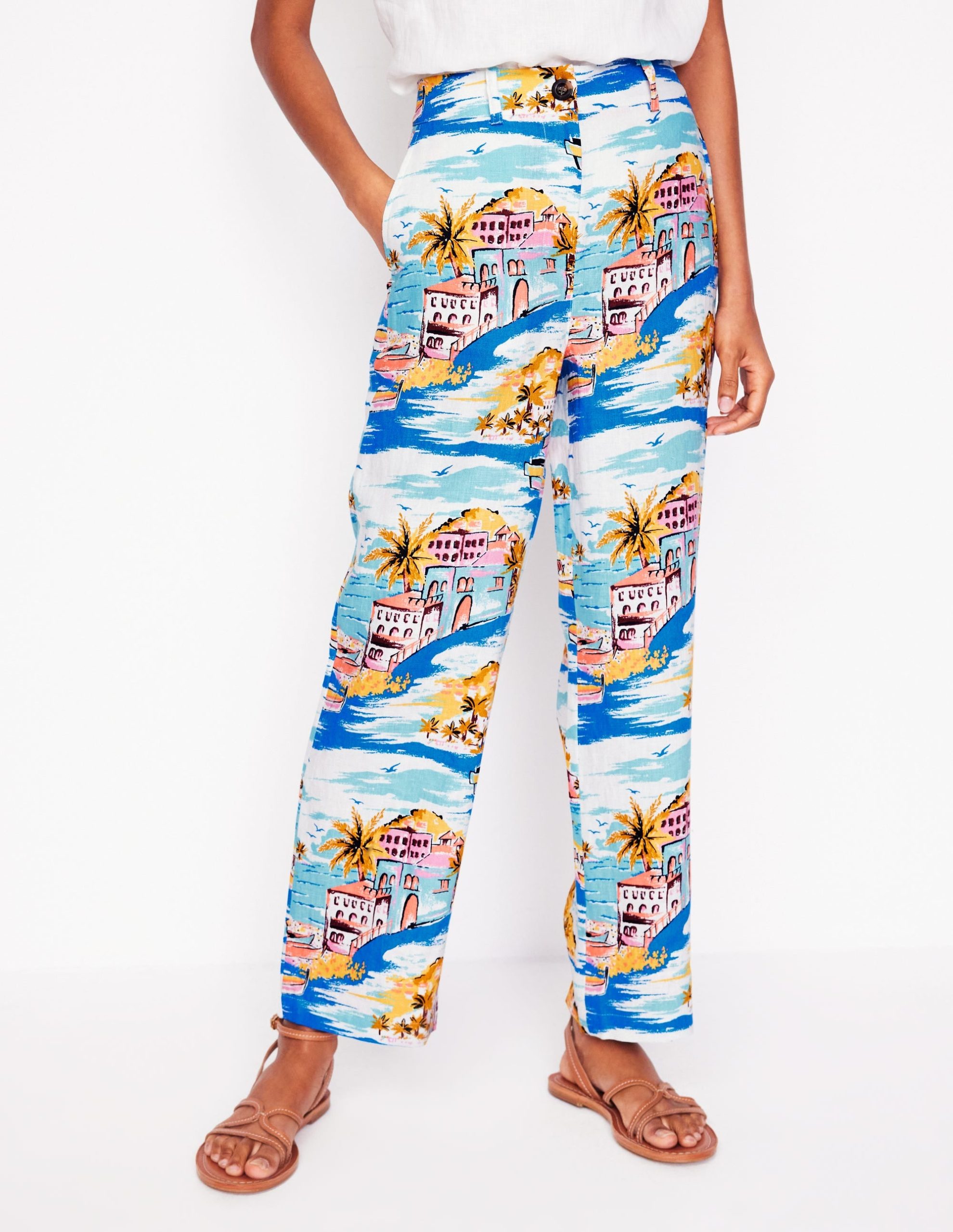 Westbourne Crop Linen Pants-Multi. Paradise Bay - Image 5