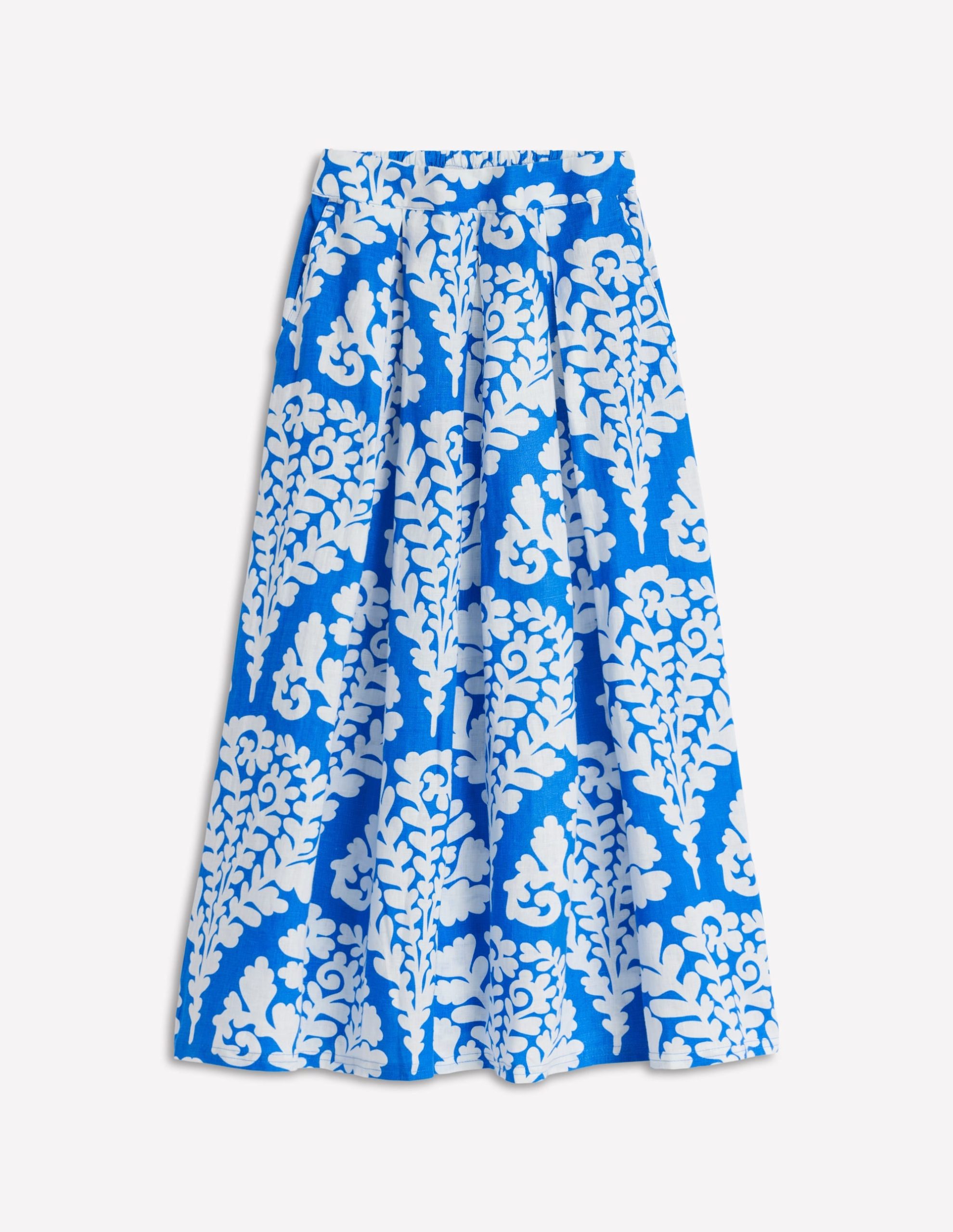 Verity Linen Midi Skirt-Cerulean Blue. Blossomy - Image 6