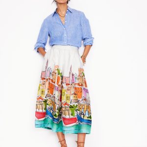 Verity Linen Midi Skirt-Multi. Rainbow Village