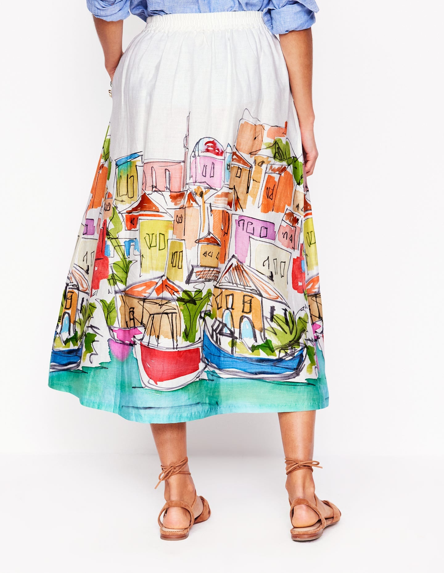 Verity Linen Midi Skirt-Multi. Rainbow Village - Image 3