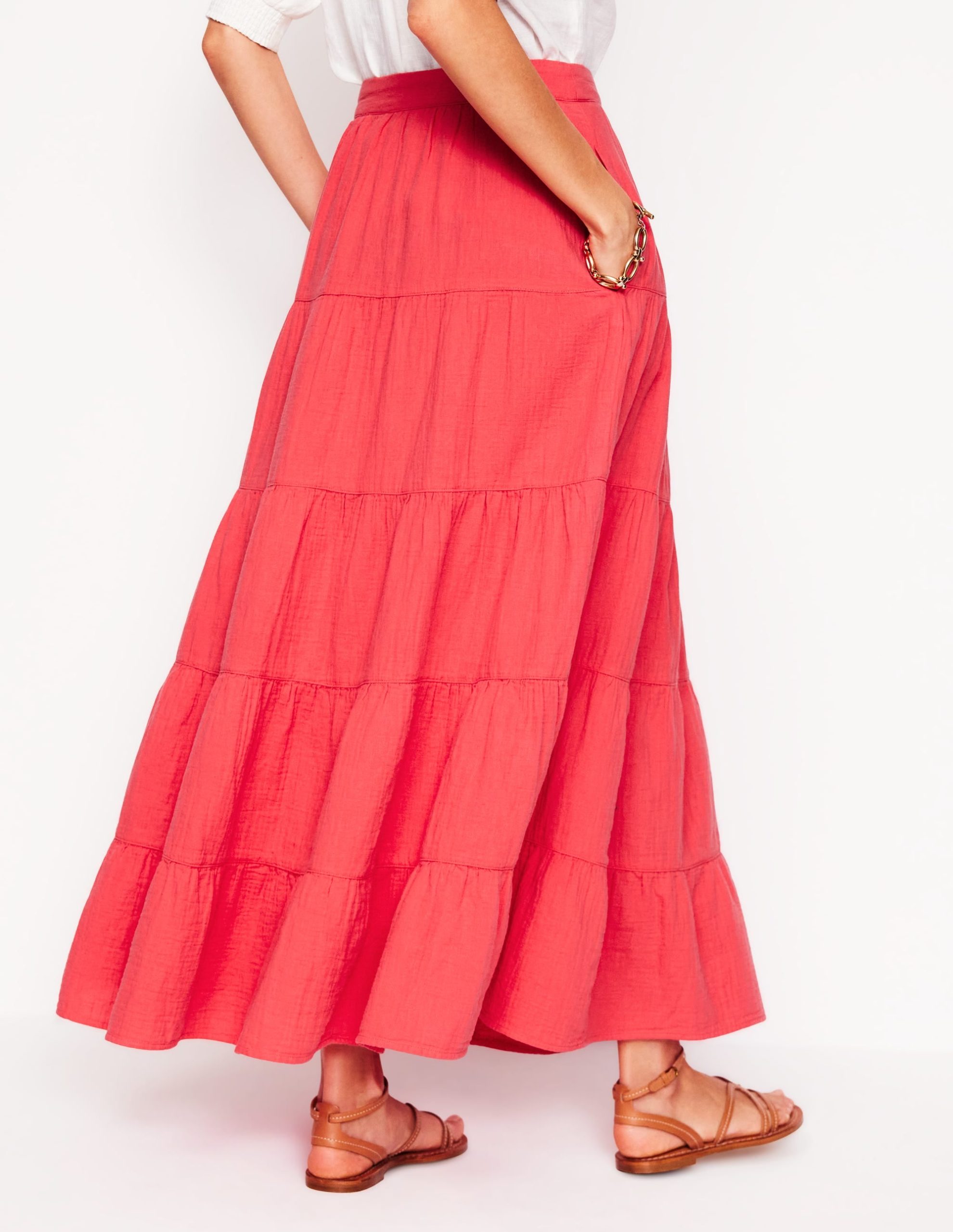 Nadia Double Cloth Maxi Skirt-Jam Red - Image 3