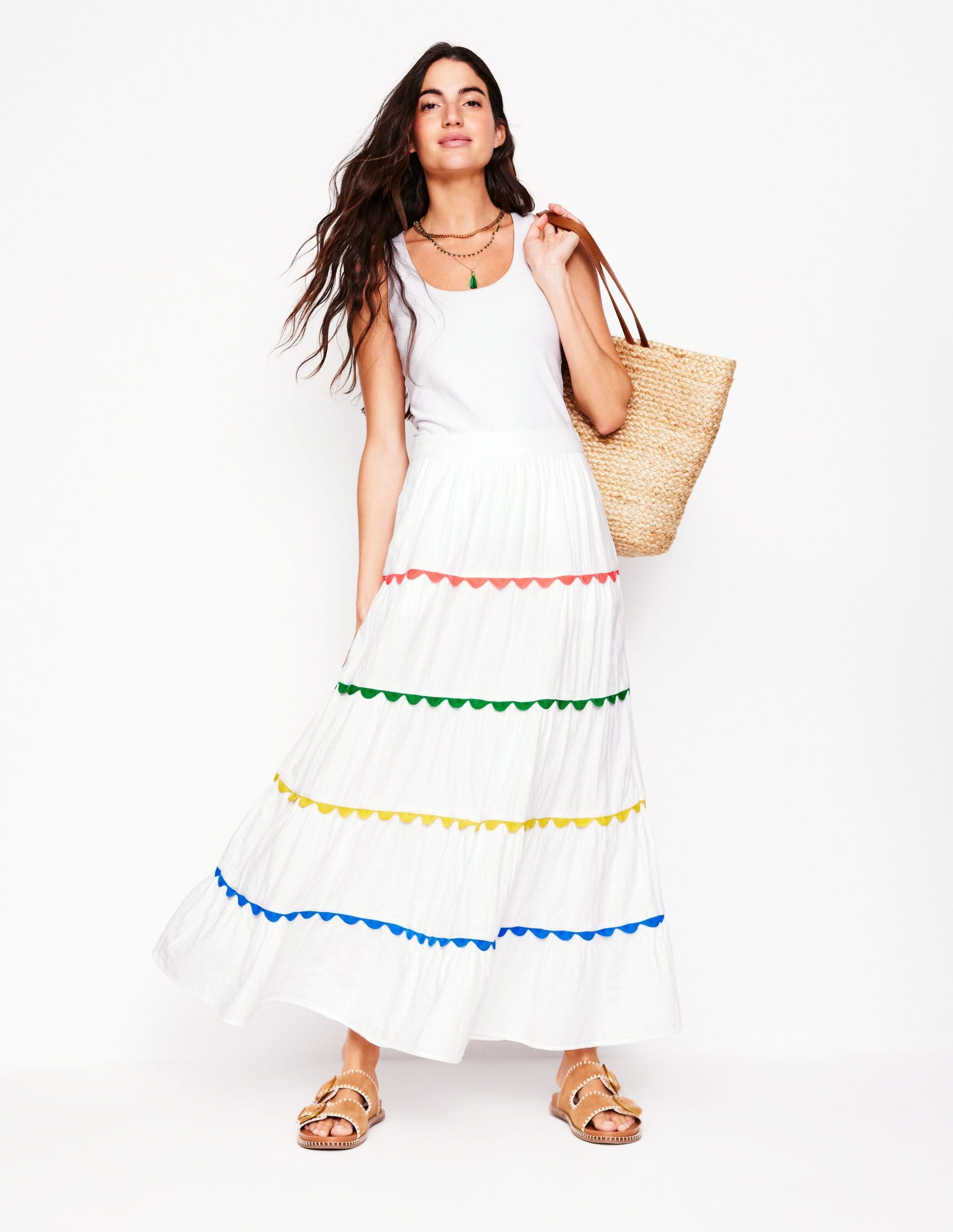 Nadia Double Cloth Maxi Skirt-White