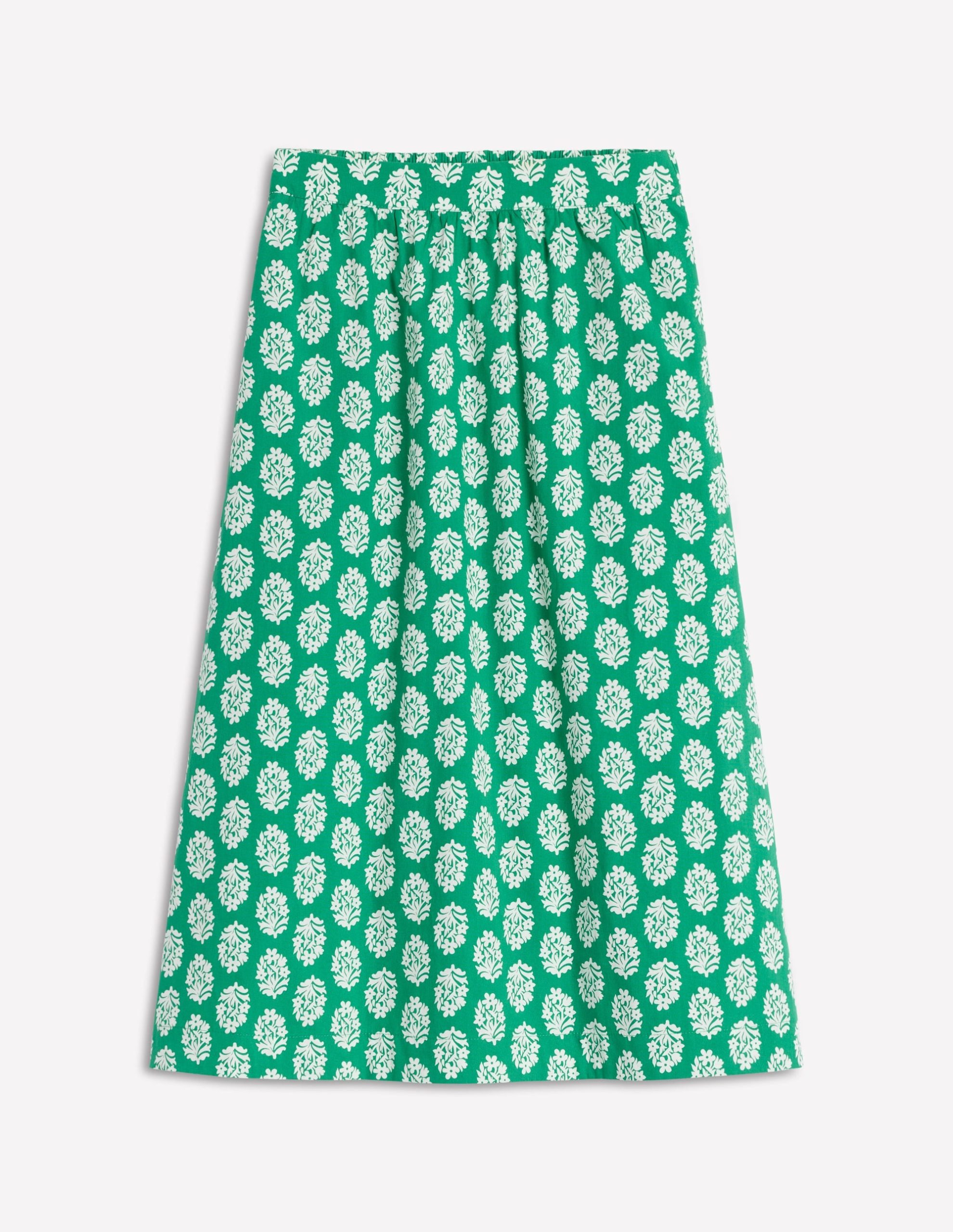 Hattie Poplin Midi Skirt-Rich Emerald. Posy Stamp - Image 5