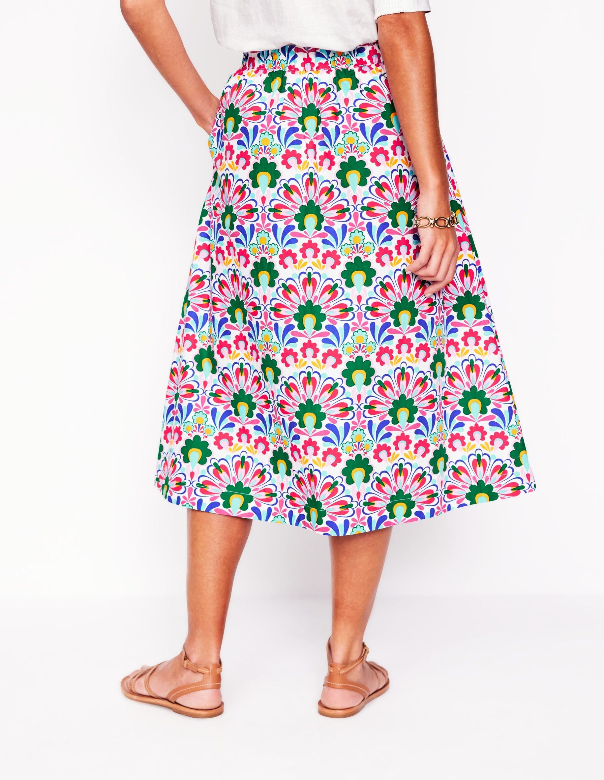 Hattie Poplin Midi Skirt-Multi. Decorative Dandelion - Image 3