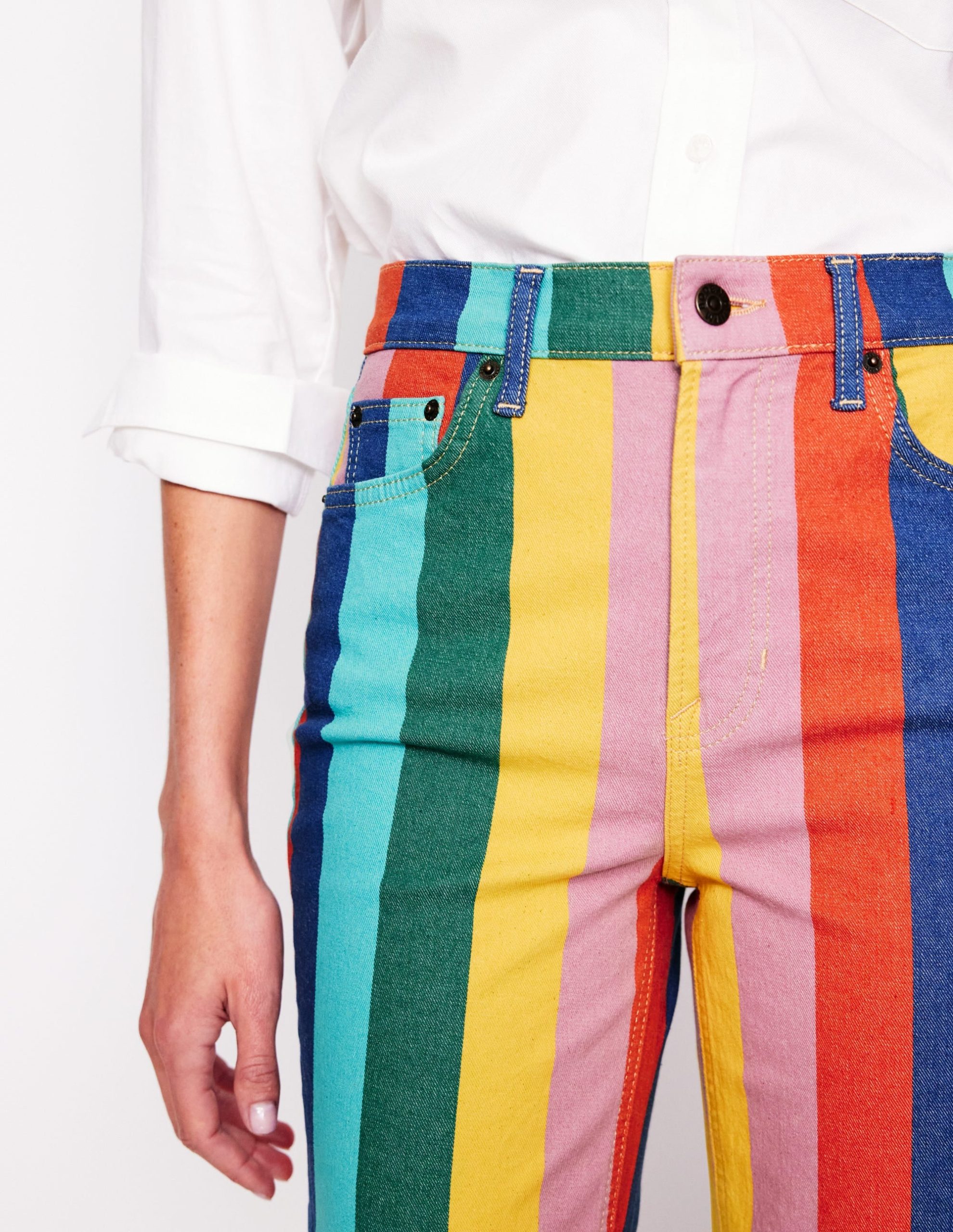 High Rise Stripe Jeans-Multi Stripe - Image 2