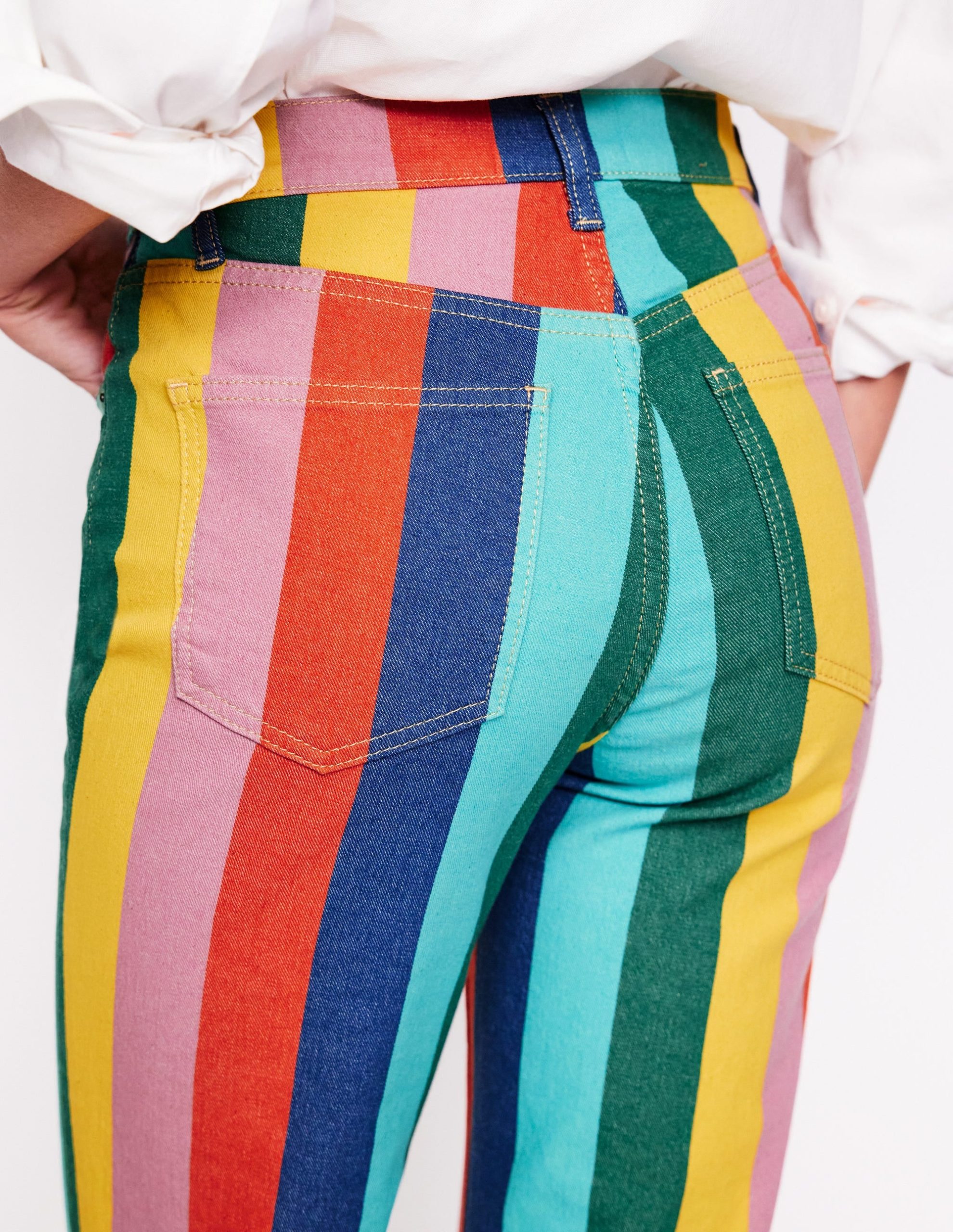 High Rise Stripe Jeans-Multi Stripe - Image 3