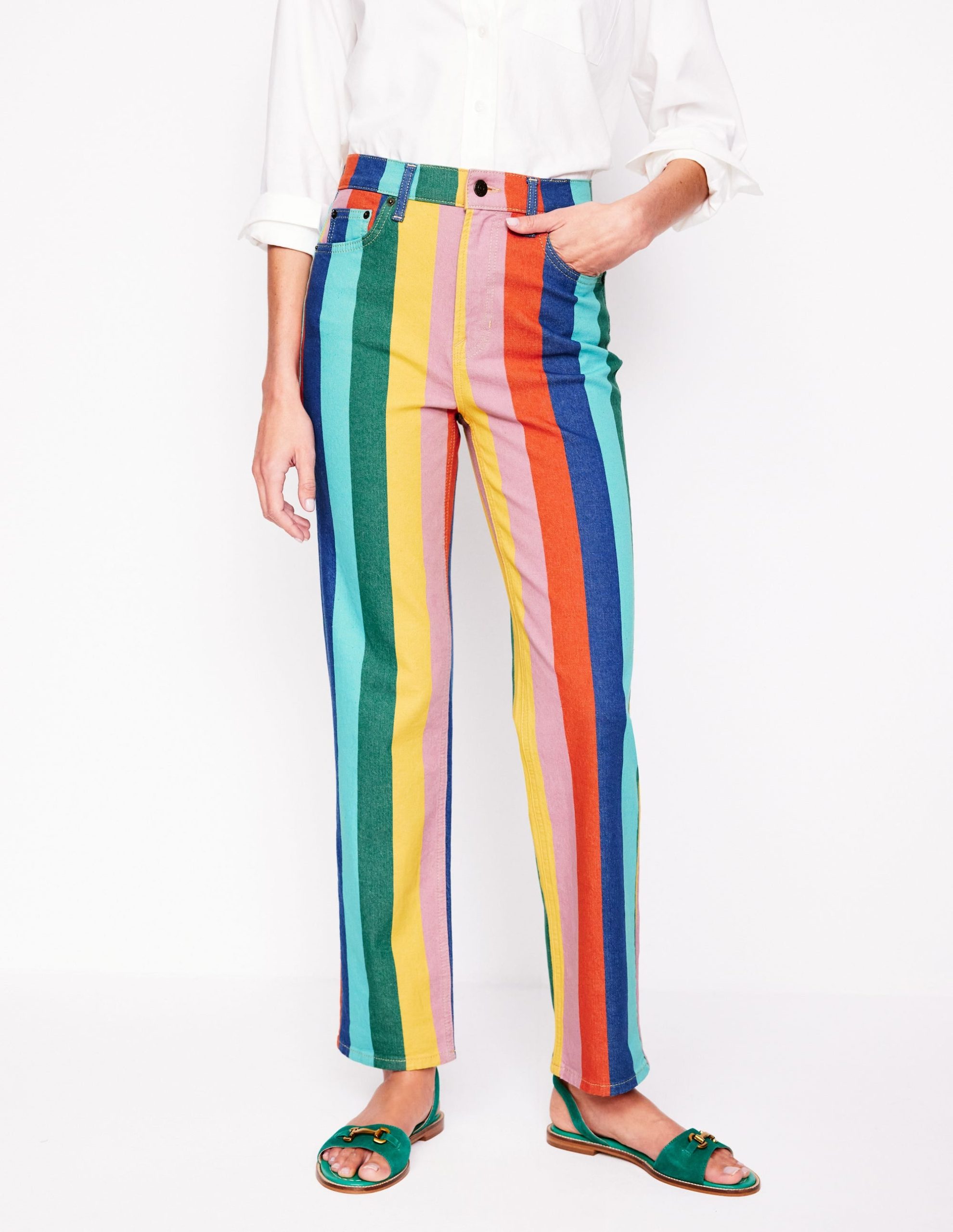 High Rise Stripe Jeans-Multi Stripe - Image 4