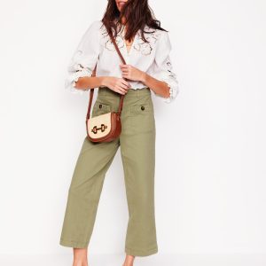 Patch Pocket Crop Chino Pants-Larch Green