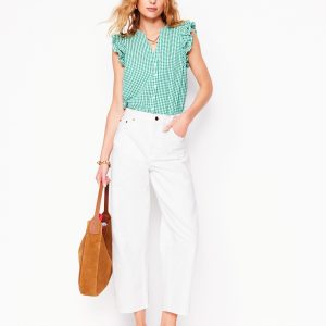 Barrel Leg Jeans-White