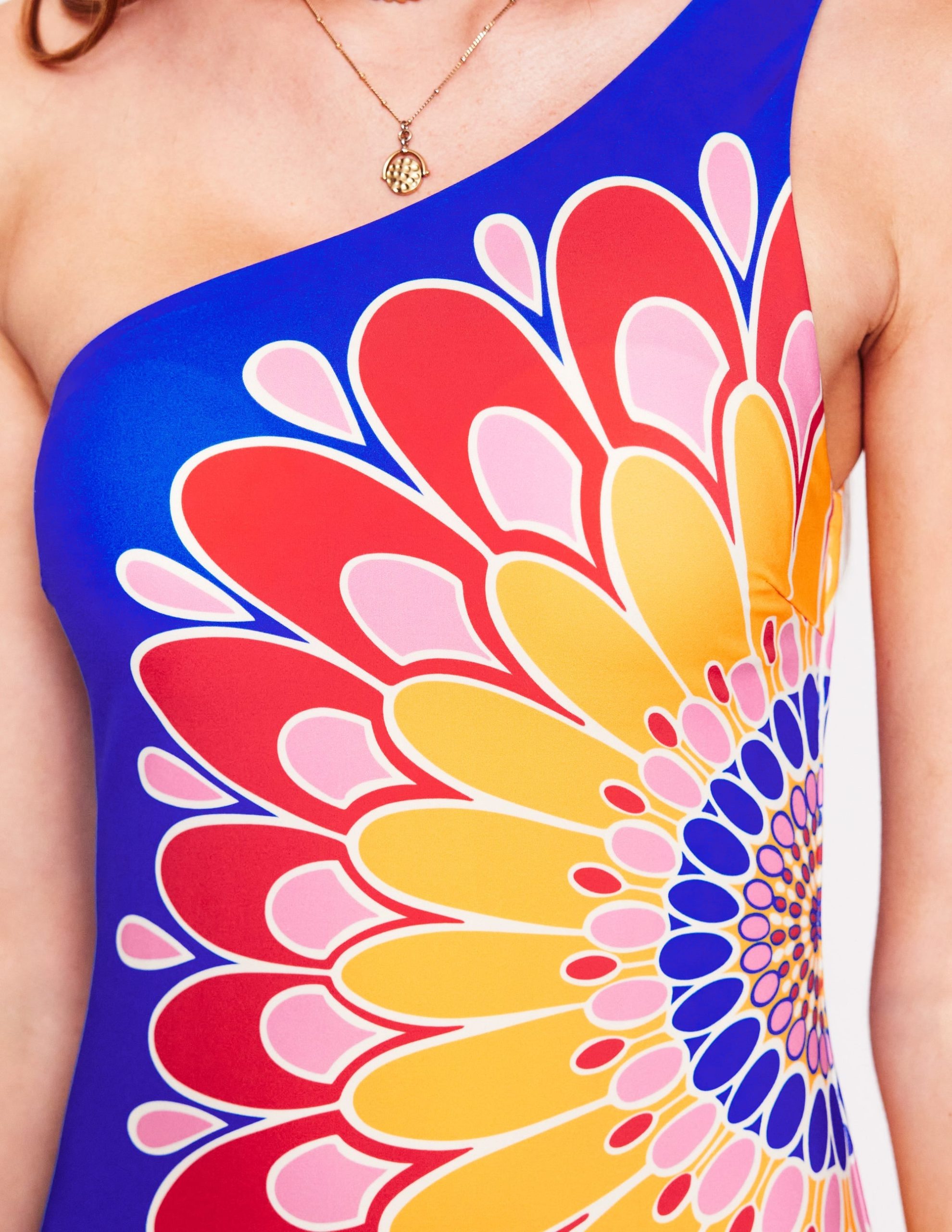 One Shoulder Swimsuit-Blue. Artisan Petal - Image 3
