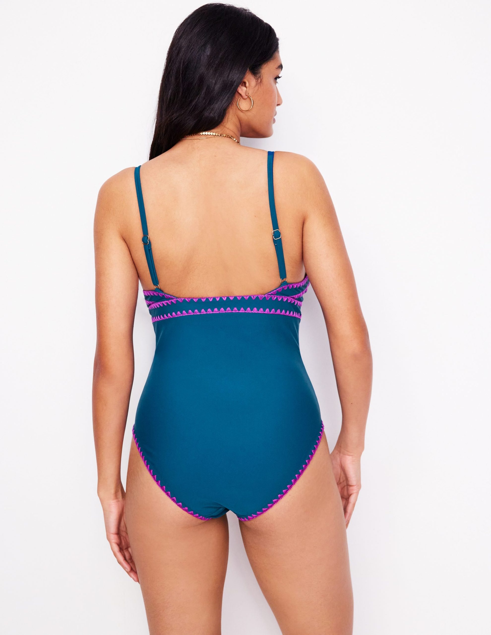 Kasos String V Neck Swimsuit-Oceanside. Very Fuchsia - Image 6