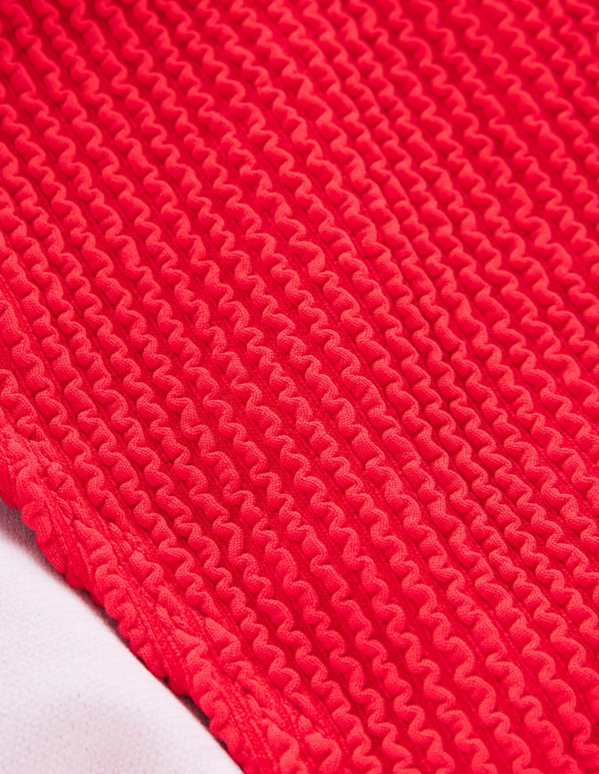 Crinkle Texture Bikini Bottoms-Tulip Red - Image 10