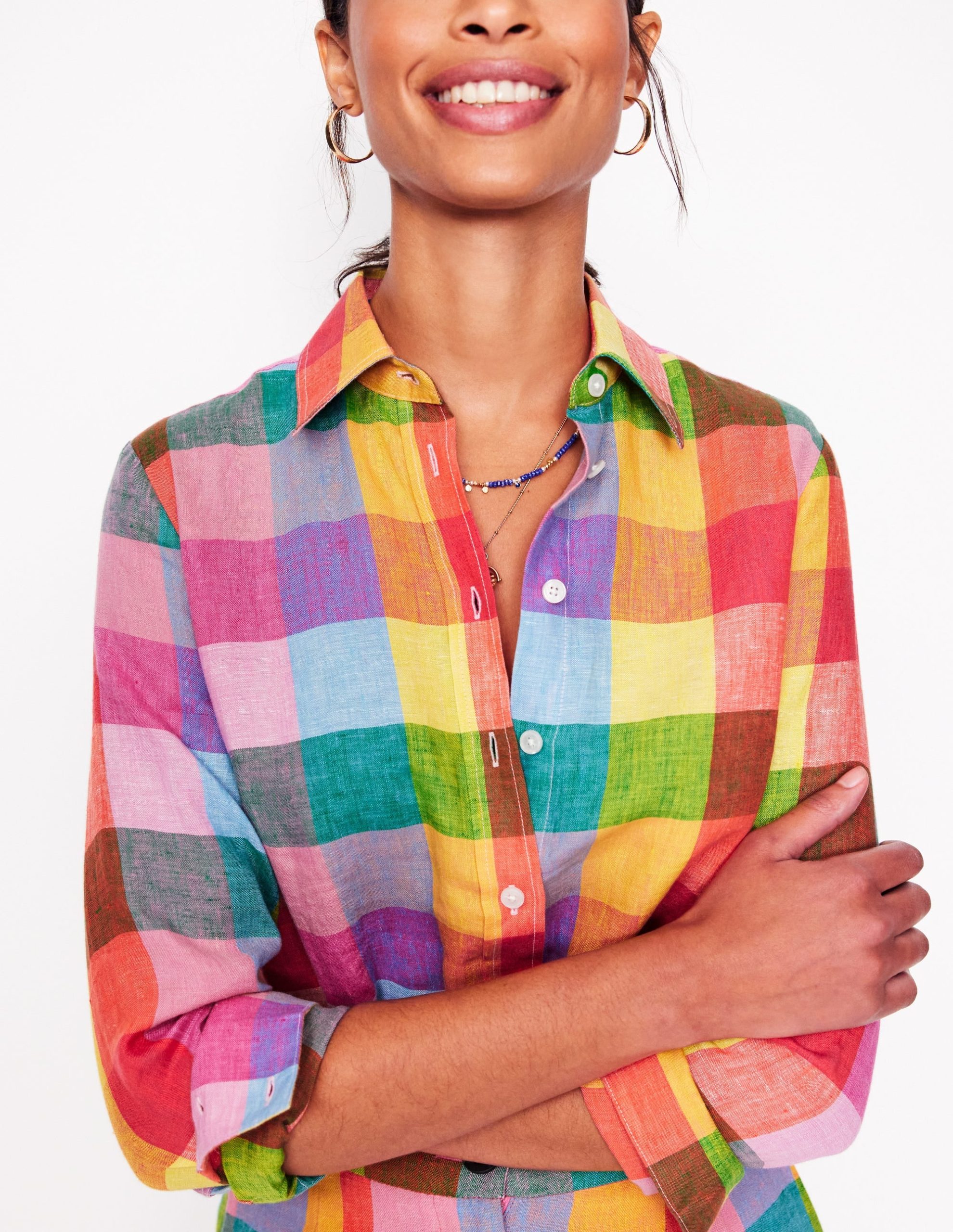 Sienna Linen Shirt-Rainbow Multi Gingham - Image 4