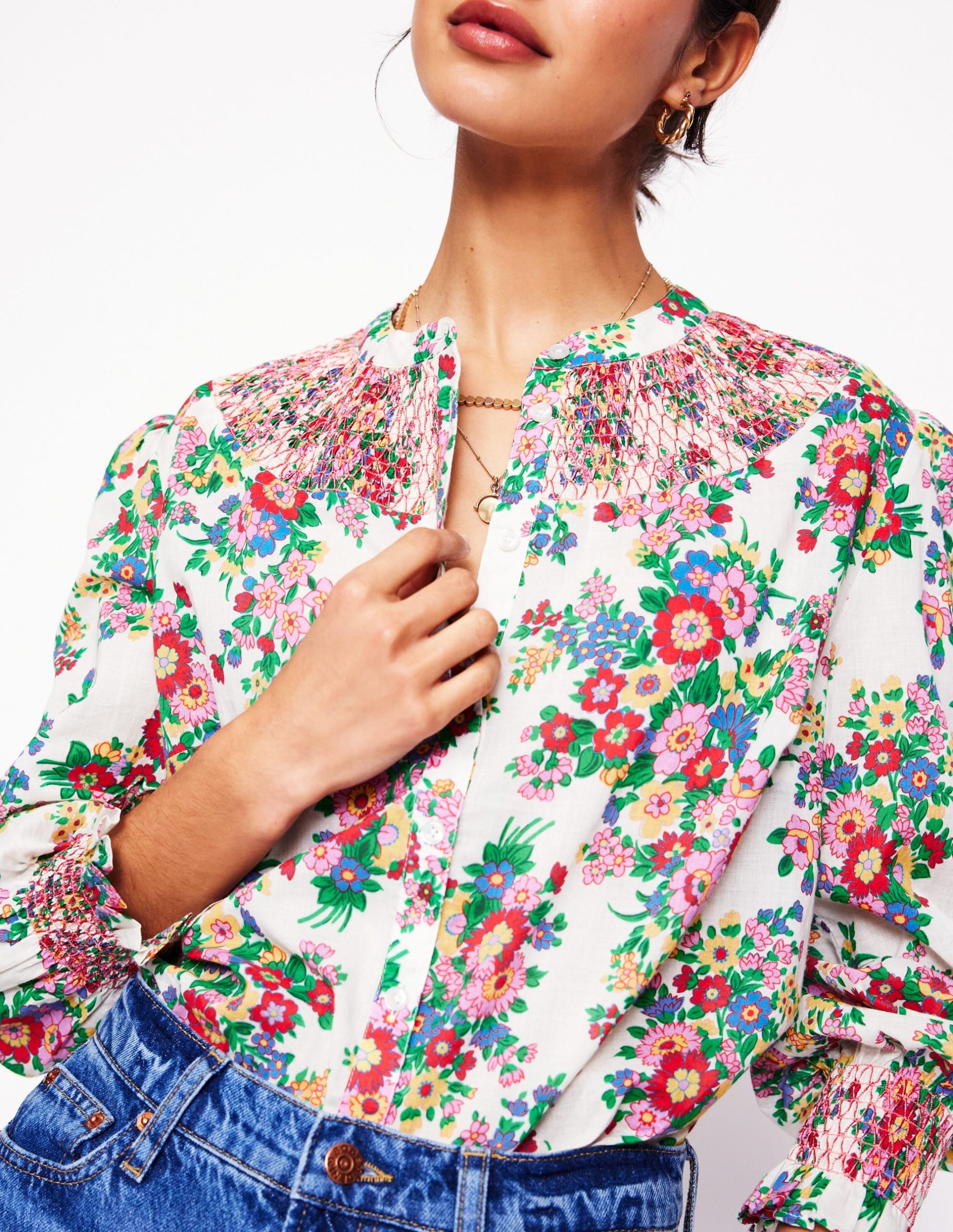 Effie Smocked Blouse-Multi. Bouquet Cluster - Image 2