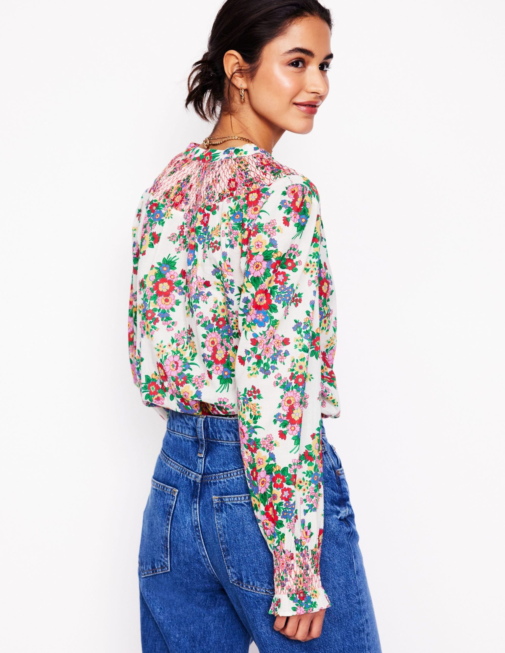 Effie Smocked Blouse-Multi. Bouquet Cluster - Image 3