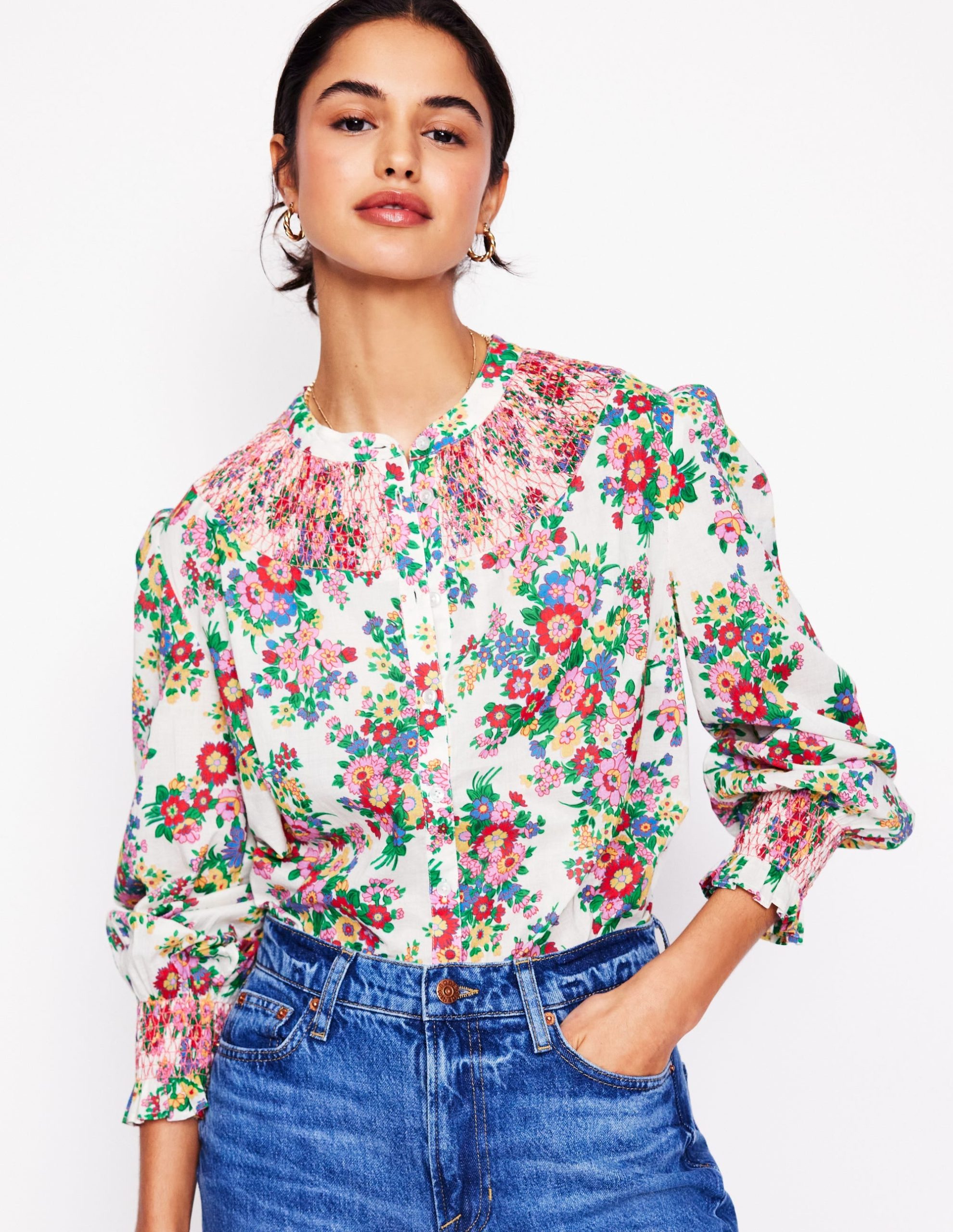 Effie Smocked Blouse-Multi. Bouquet Cluster - Image 4