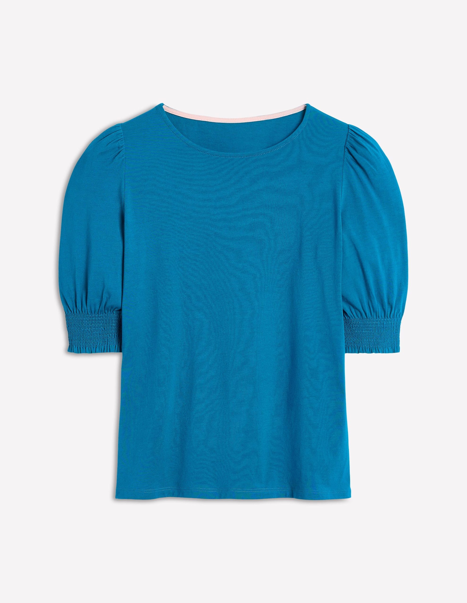 Short Sleeve Smocked Cuff Top-Deep Sea Green - Image 5