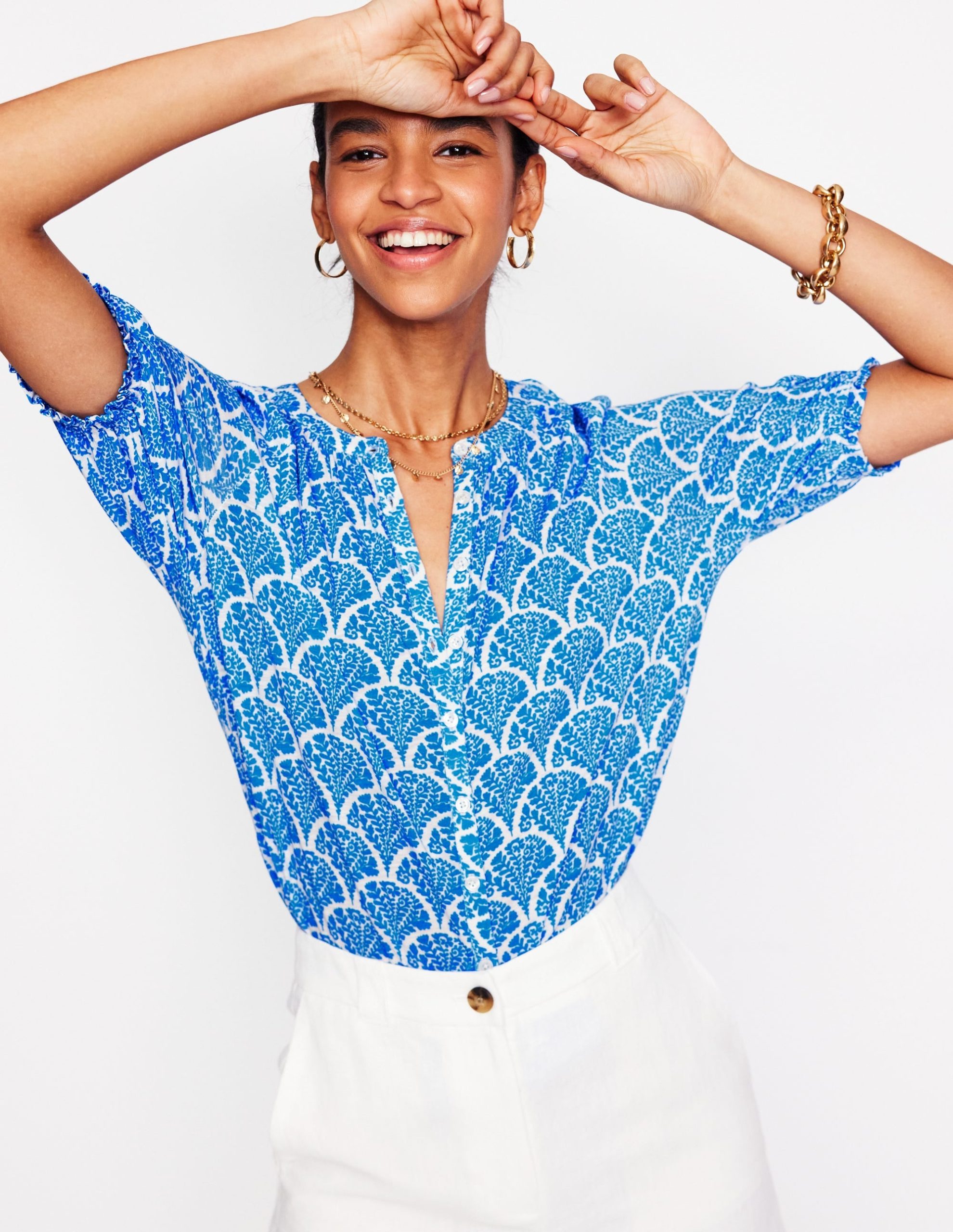 Isla Jersey Shirt-Cerulean Blue. Blossomy - Image 3